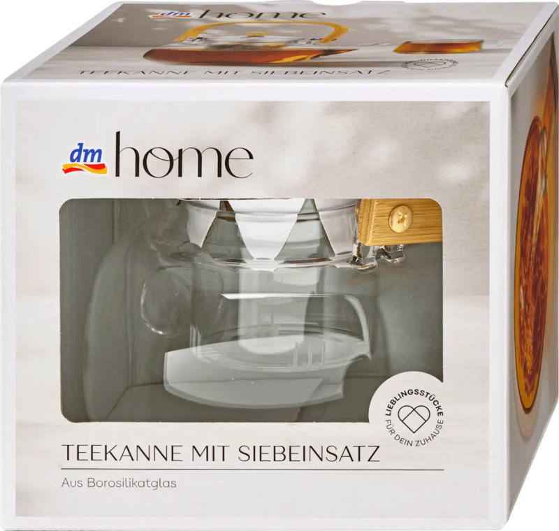 dm home Teekanne aus Borosilikatglas, klar