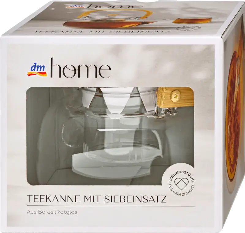 dm home Teekanne aus Borosilikatglas, klar