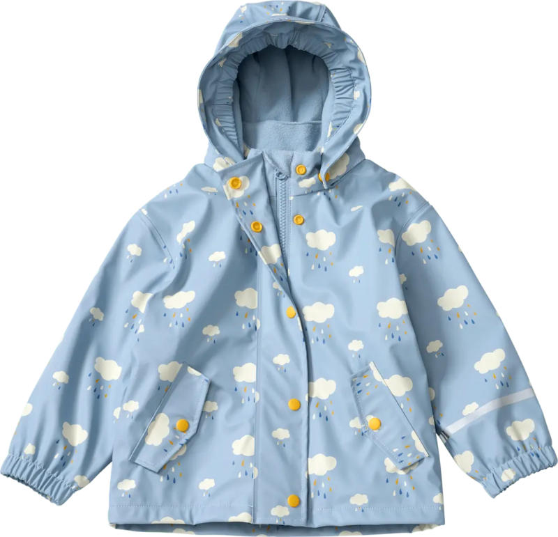 PUSBLU Regenjacke mit Futter & Wolken-Muster, blau, Gr. 86/92