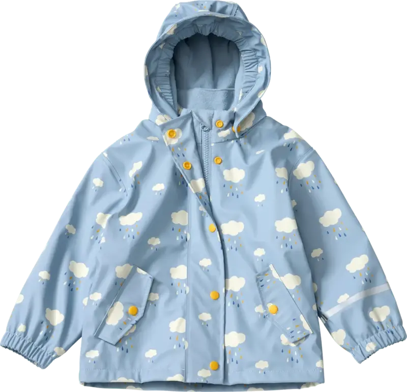 PUSBLU Regenjacke mit Futter & Wolken-Muster, blau, Gr. 98/104