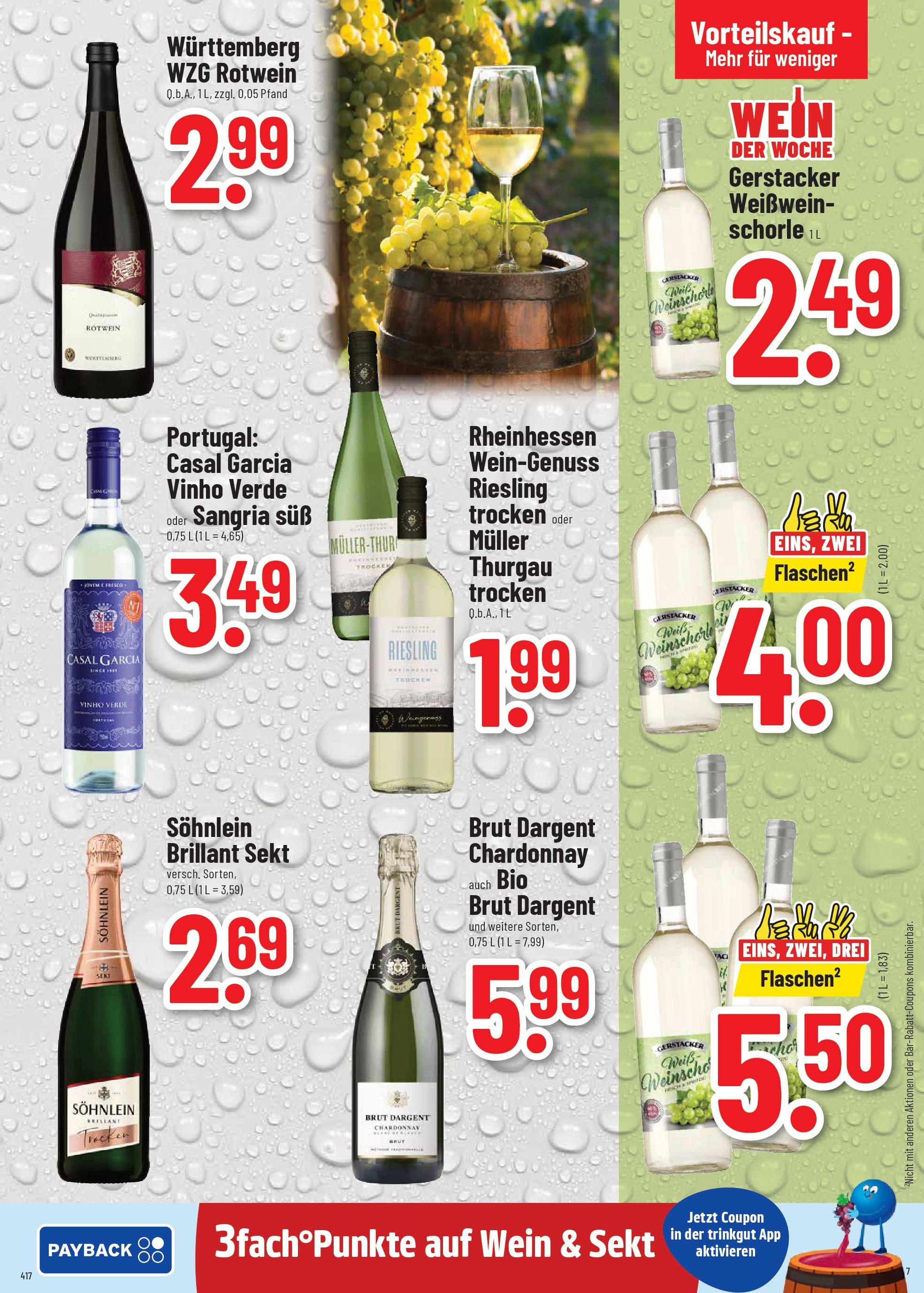 Trinkgut prospekt Crailsheim (ab 03.08.2025) » Angebote ab Montag | Seite: 7 | Produkte: Sekt, Weinschorle, Brut dargent, Wein Trinkgut prospekt Crailsheim (ab 03.08.2025) » Angebote online | Seite: 7 | Produkte: Sekt, Weinschorle, Brut dargent, Wein