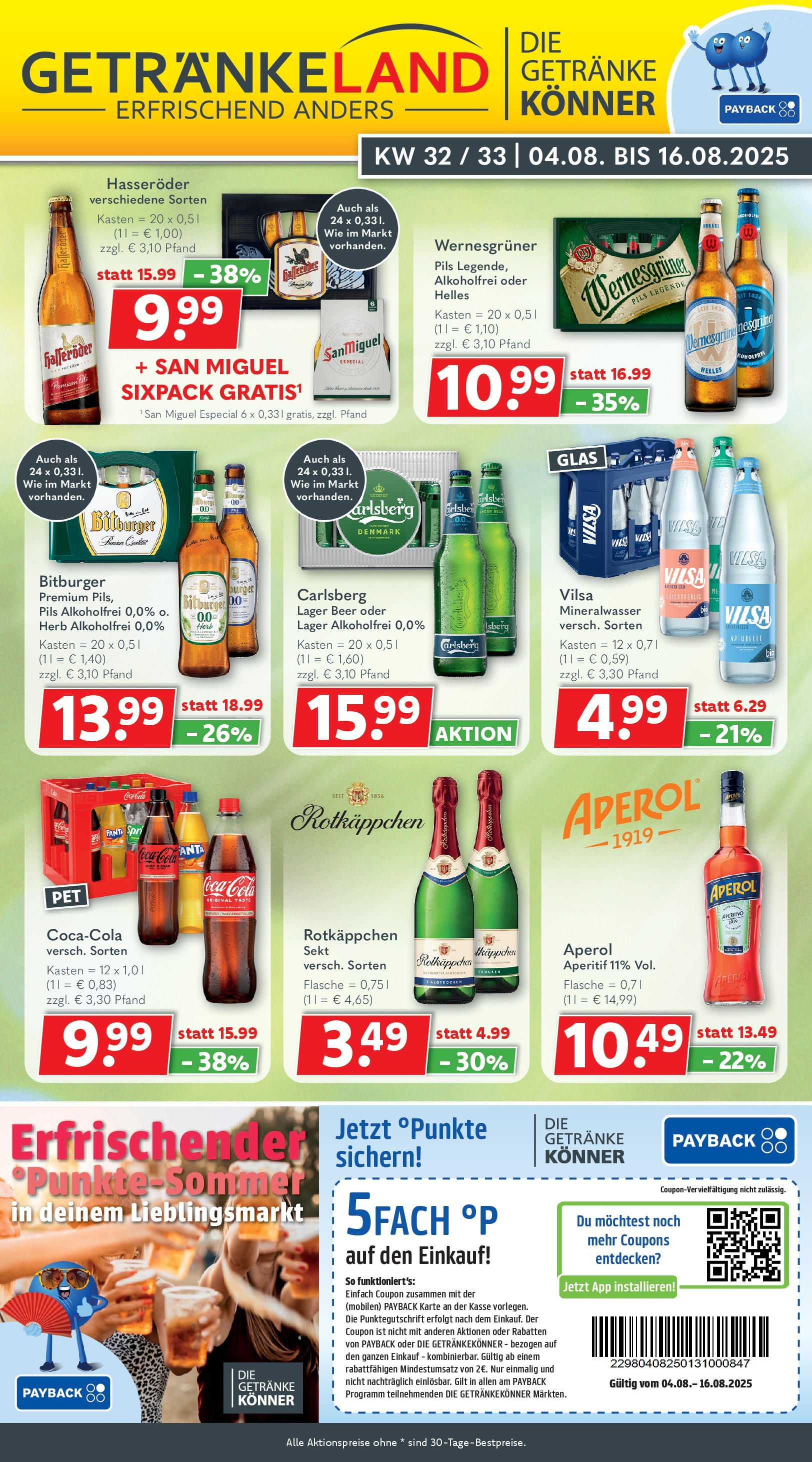 Getränkeland - Getränkeland: Getränkeangebote (ab 03.08.2025) zum Blättern | Seite: 1 | Produkte: Bitburger, Mineralwasser, Rotkäppchen, Aperol Getränkeland - Getränkeland: Getränkeangebote (ab 03.08.2025) zum Blättern | Seite: 1 | Produkte: Bitburger, Mineralwasser, Rotkäppchen, Aperol