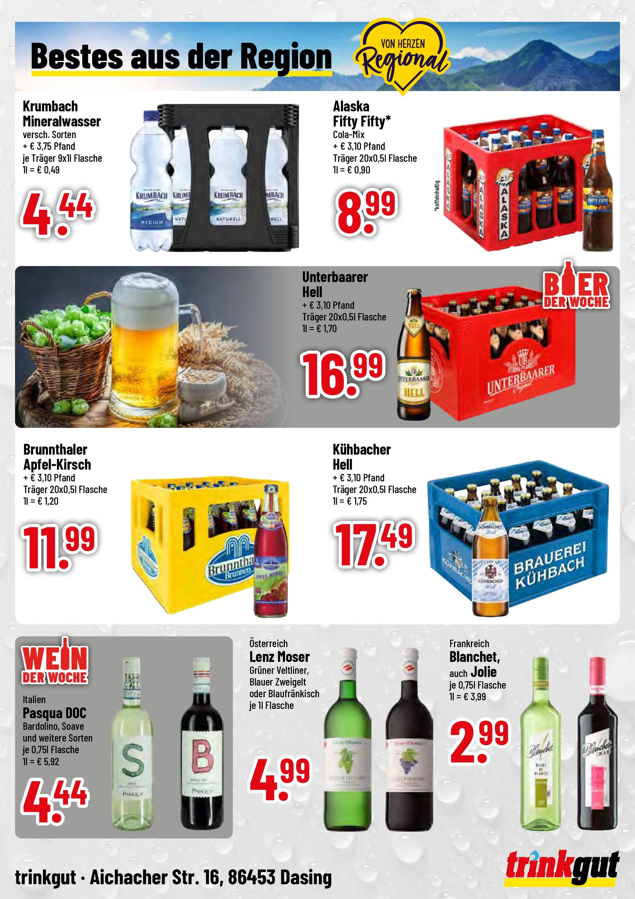 Trinkgut prospekt Dasing (ab 03.08.2025) » Angebote ab Montag | Seite: 4 | Produkte: Mineralwasser, Wein Trinkgut prospekt Dasing (ab 03.08.2025) » Angebote online | Seite: 4 | Produkte: Mineralwasser, Wein