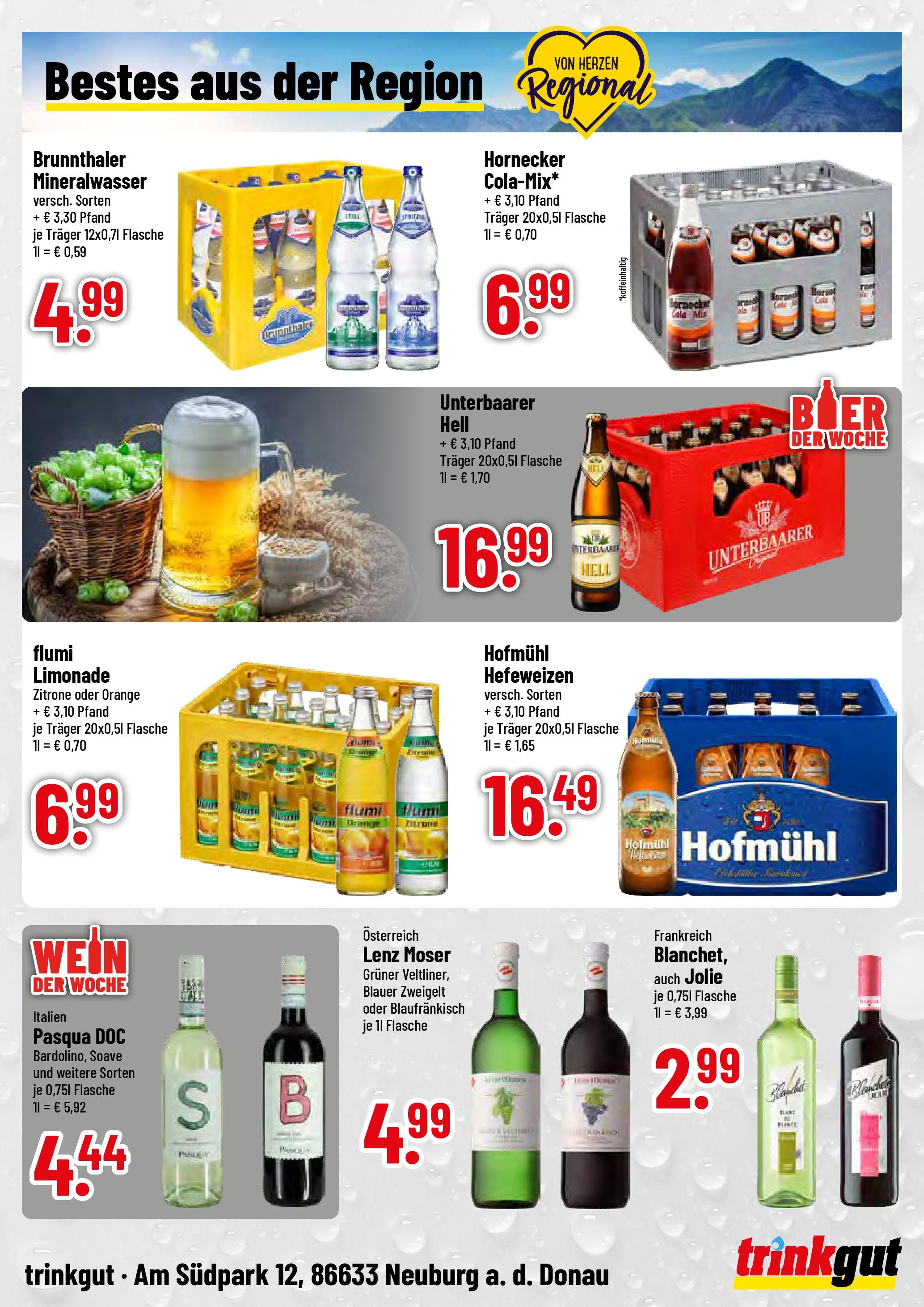 Trinkgut prospekt Neuburg an der Donau	 (ab 03.08.2025) » Angebote online | Seite: 4 | Produkte: Cola, Mineralwasser, Zitrone, Wein