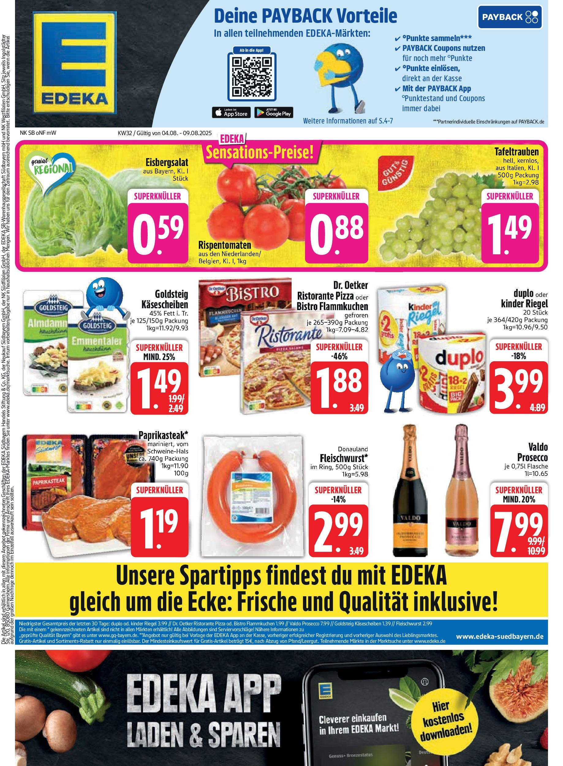 Edeka prospekt Bodenwöhr	 (ab 03.08.2025) » Angebote Online | Seite: 3 | Produkte: Ristorante, Eisbergsalat, Prosecco, Steak