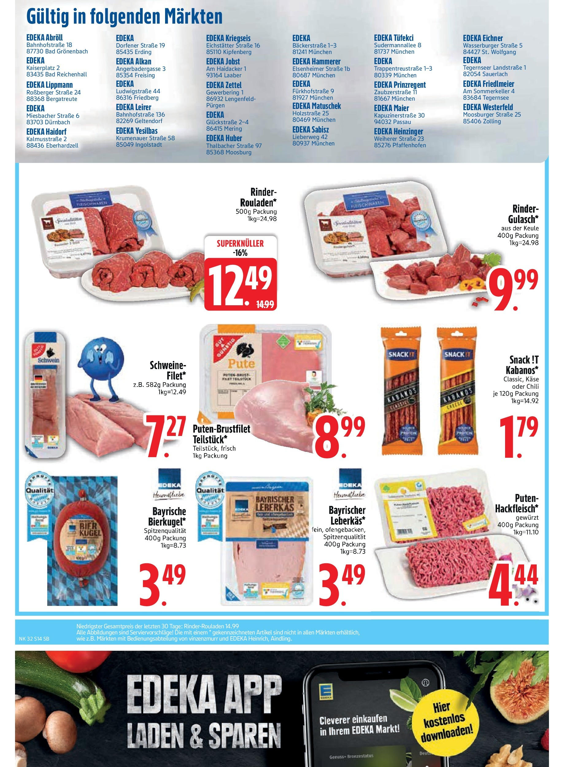 Edeka prospekt Bodenwöhr	 (ab 03.08.2025) » Angebote Online | Seite: 16 | Produkte: Rinderrouladen, Pute, Bad, Chili