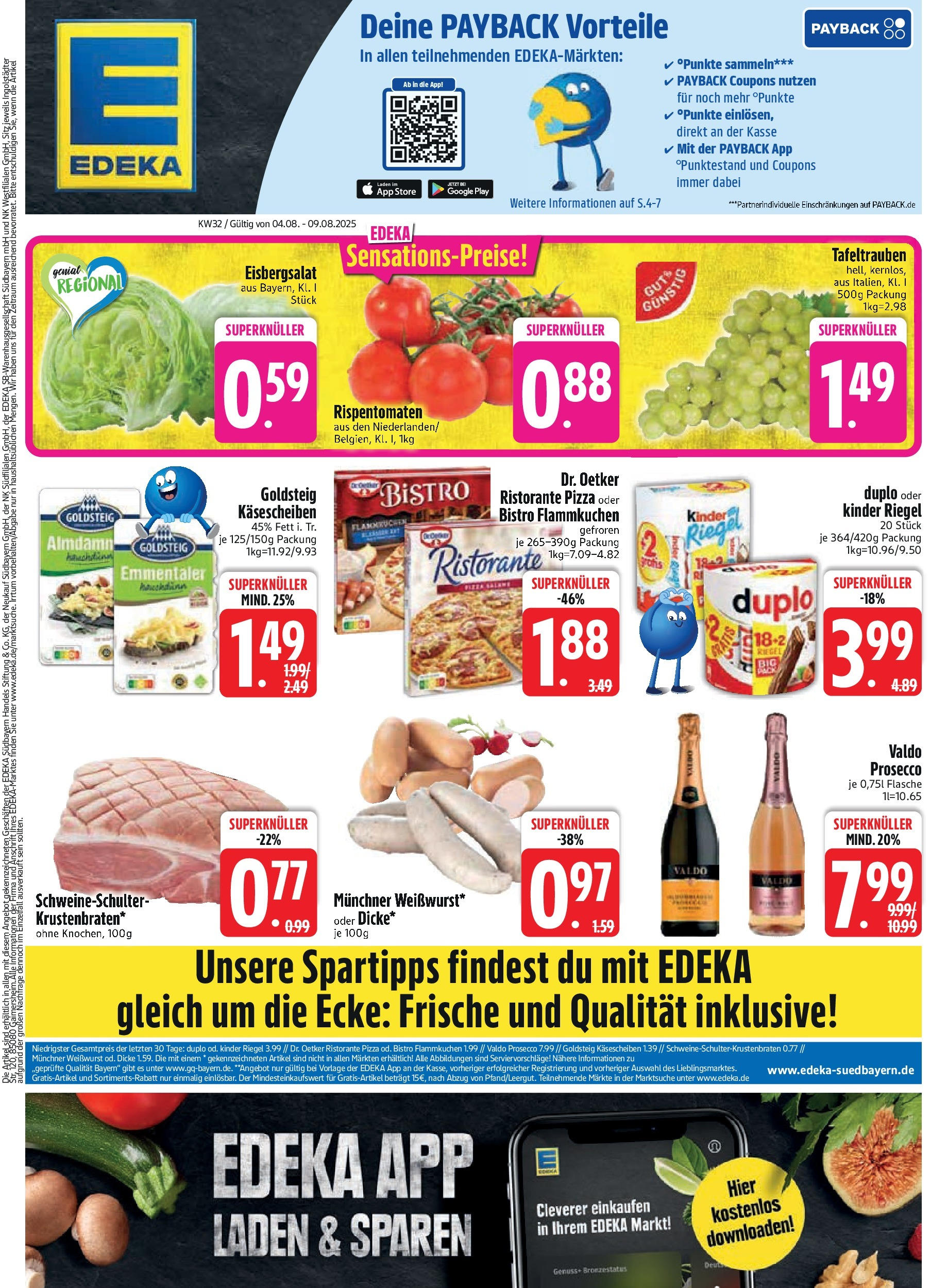 Edeka prospekt Vilgertshofen-Issing	 (ab 03.08.2025) » Angebote Online | Seite: 3 | Produkte: Ristorante, Kinder riegel, Prosecco, Pizza