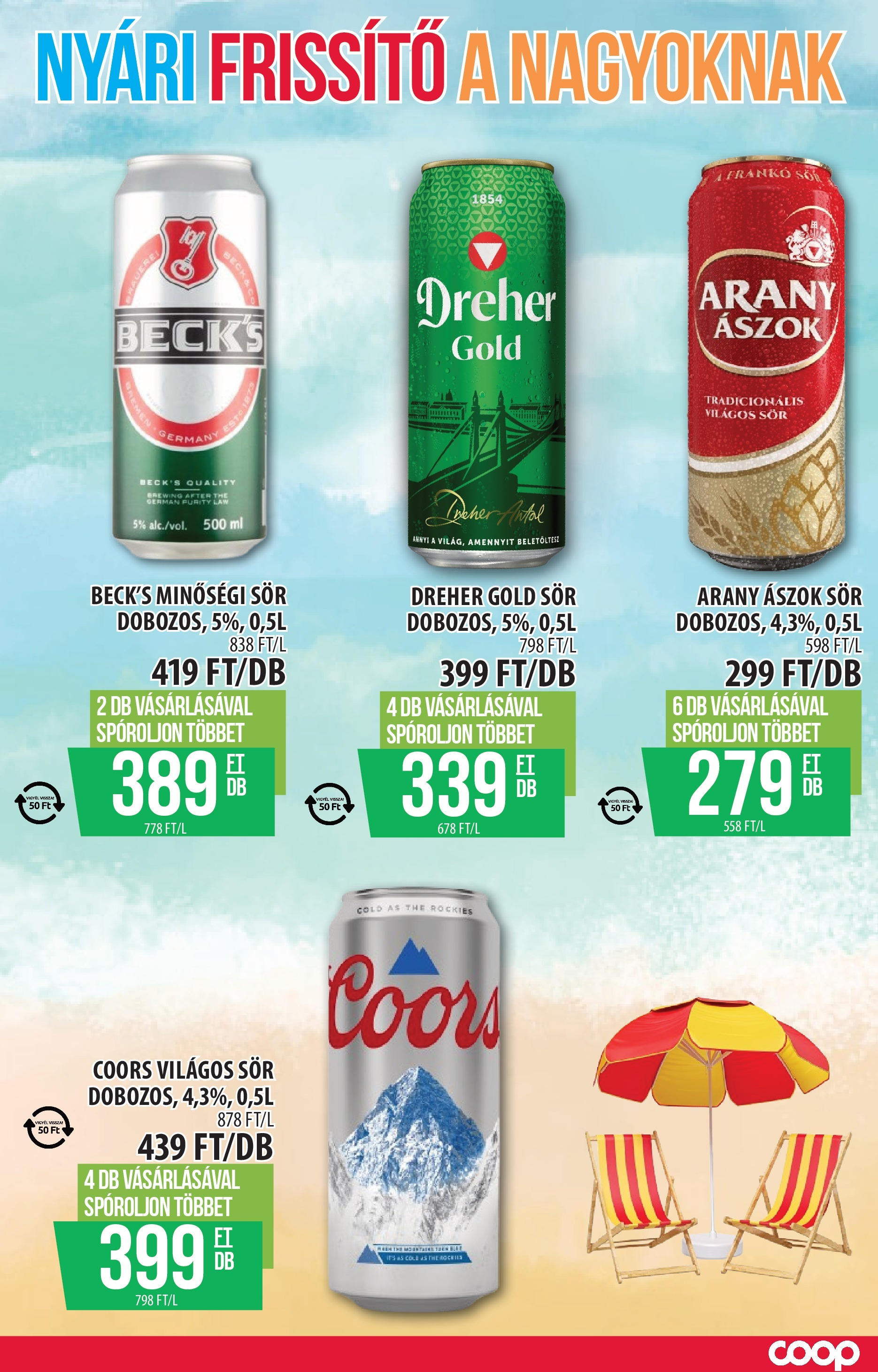 COOP Szolnok Akciós újság - 2025.08.07. -tól/töl > akció, lapozható szórólap 🛍️ | Oldal: 10 | Termékek: Arany ászok, Sör, Paprika babura