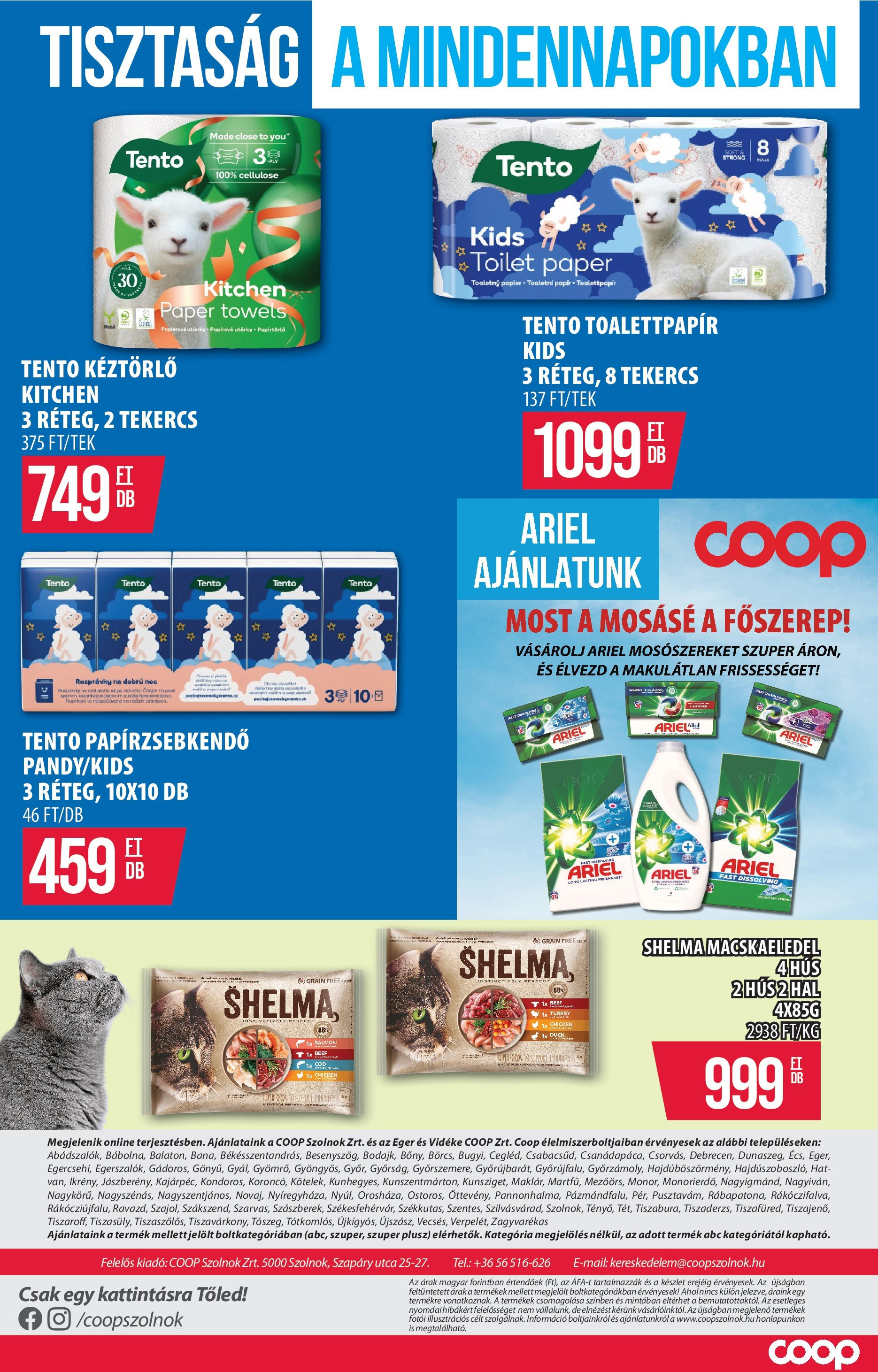 COOP Szolnok Akciós újság - 2025.08.07. -tól/töl > akció, lapozható szórólap 🛍️ | Oldal: 14 | Termékek: Ariel, Egér, Macskaeledel, Papírtörlő