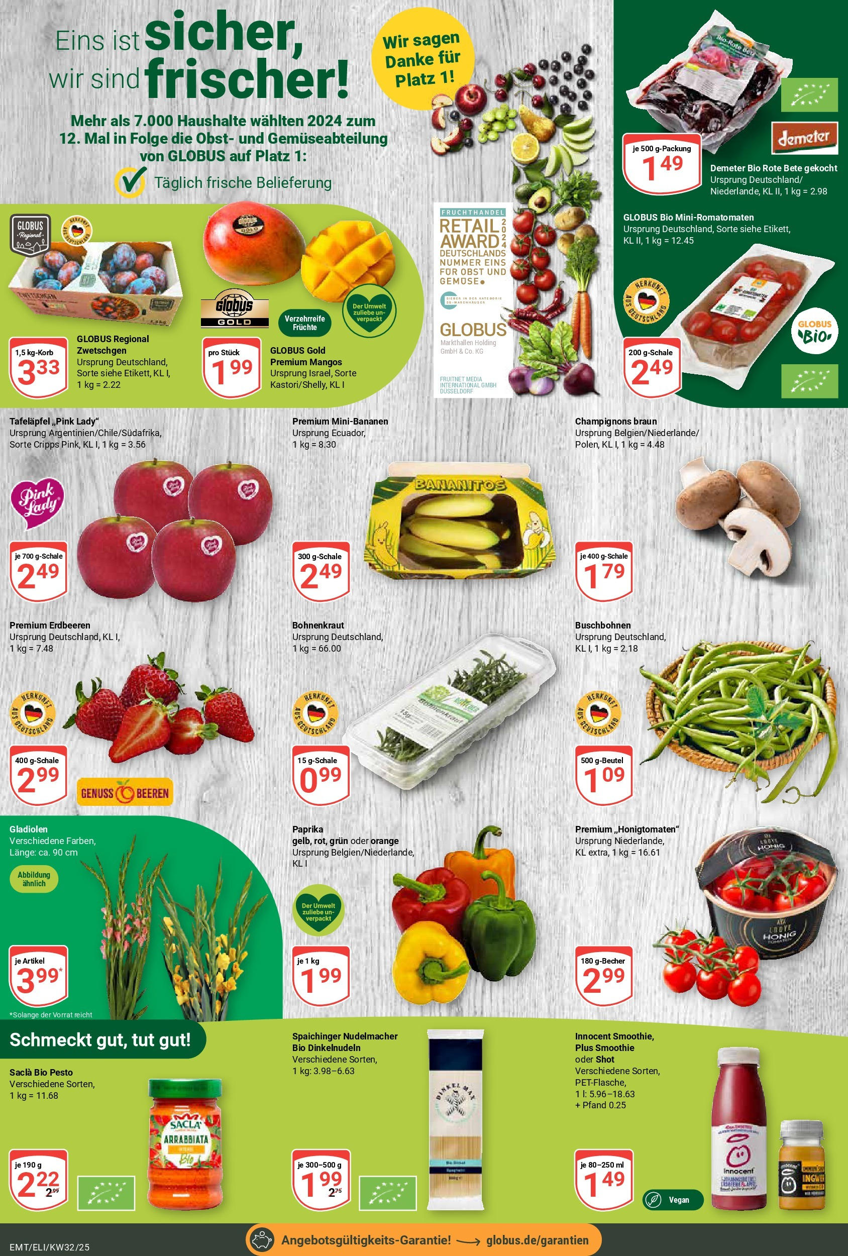 Globus prospekt Erfurt-Linderbach (ab 03.08.2025) » Angebote ab Montag | Seite: 12 | Produkte: Zwetschgen, Champignons, Paprika, Obst Globus prospekt Erfurt-Linderbach (ab 03.08.2025) » Angebote online | Seite: 12 | Produkte: Zwetschgen, Champignons, Paprika, Obst