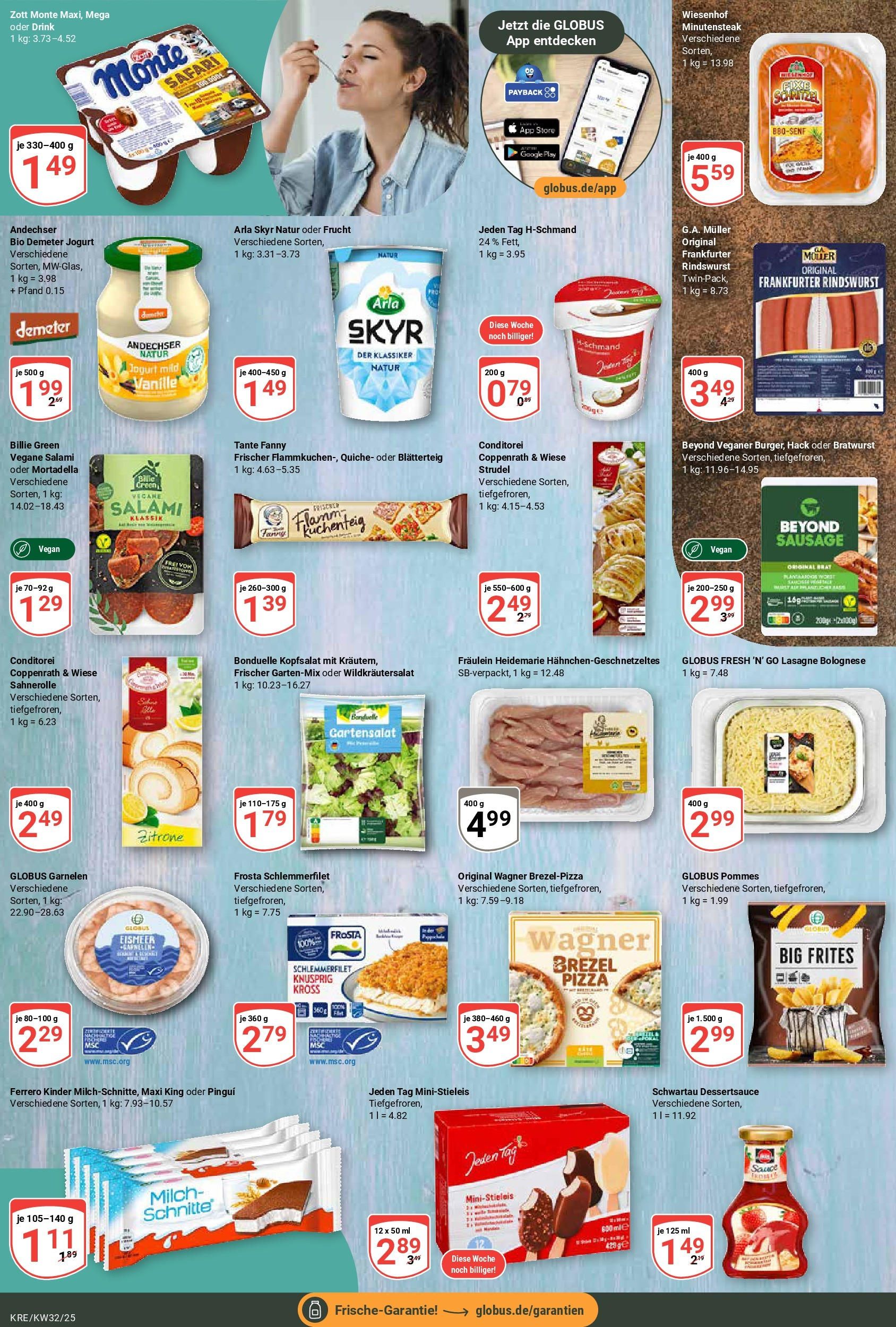 Globus prospekt Krefeld	 (ab 03.08.2025) » Angebote online | Seite: 13 | Produkte: Milch, Bratwurst, Arla skyr, Zitrone