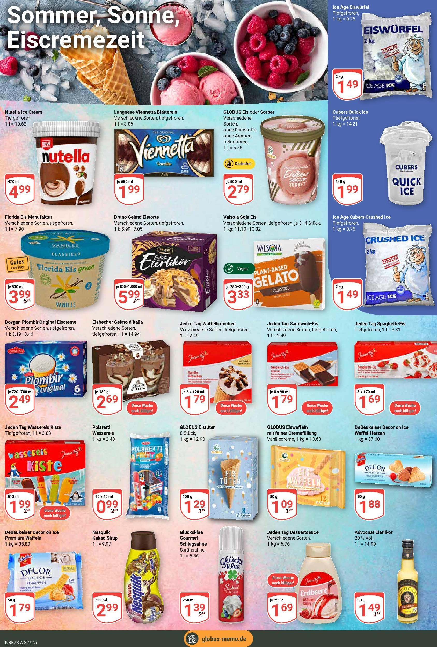 Globus prospekt Krefeld	 (ab 03.08.2025) » Angebote online | Seite: 14 | Produkte: Langnese, Eiscreme, Waffeln, Eis