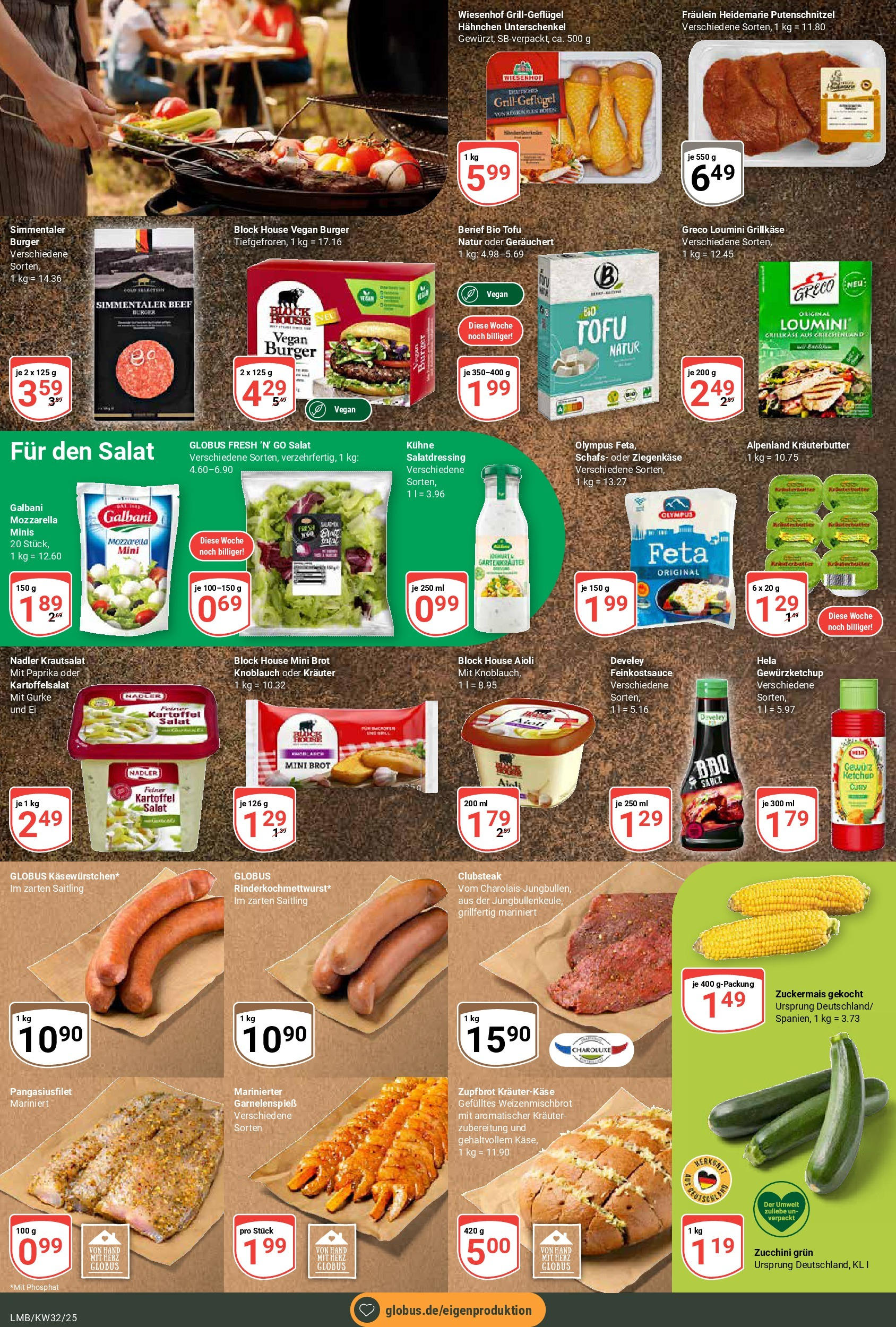 Globus prospekt Limburg	 (ab 03.08.2025) » Angebote online | Seite: 16 | Produkte: Hahnchen, Paprika, Ketchup, Salat
