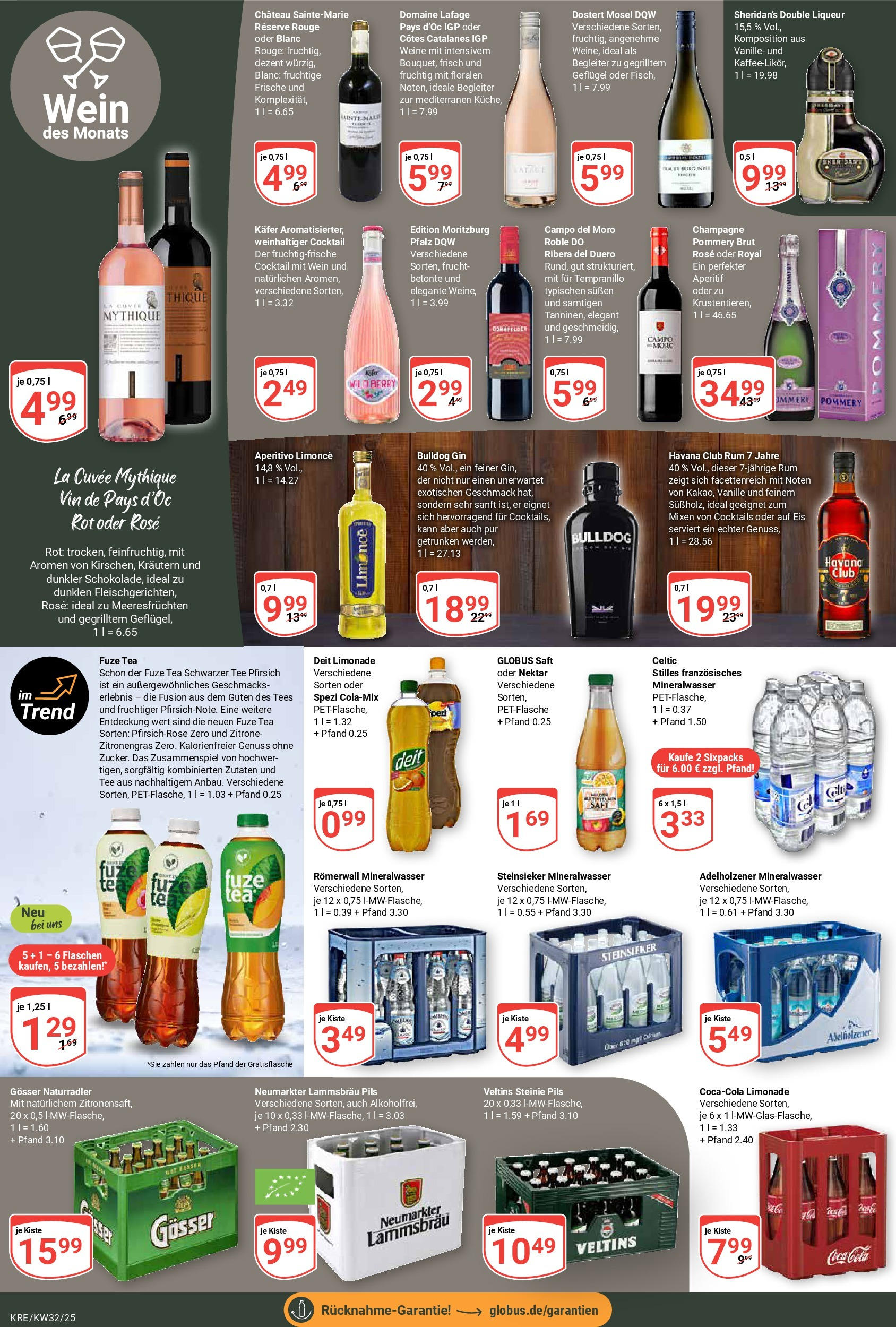 Globus prospekt Krefeld	 (ab 03.08.2025) » Angebote online | Seite: 19 | Produkte: Coca cola, Adelholzener, Zitrone, Pfirsich