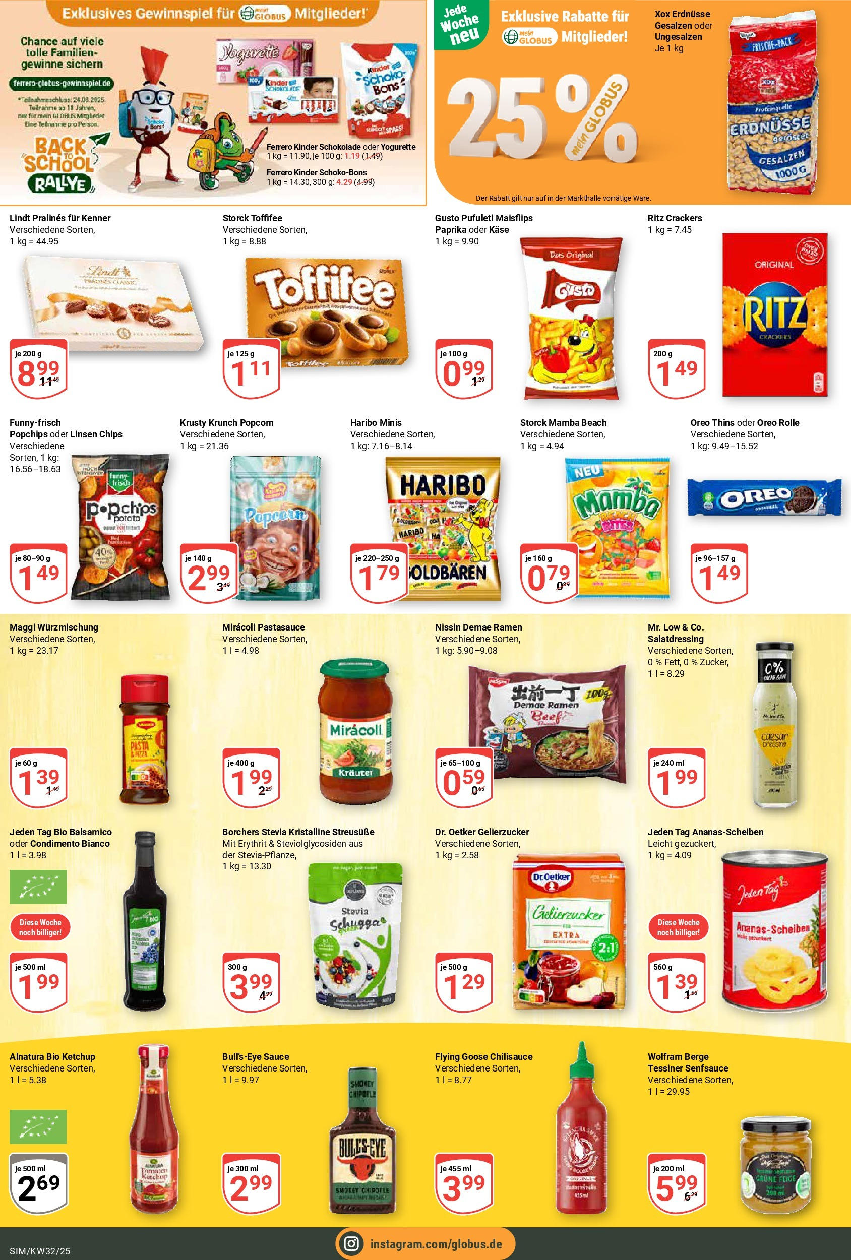 Globus prospekt Simmern	 (ab 03.08.2025) » Angebote online | Seite: 12 | Produkte: Erdnüsse, Balsamico, Toffifee, Lindt