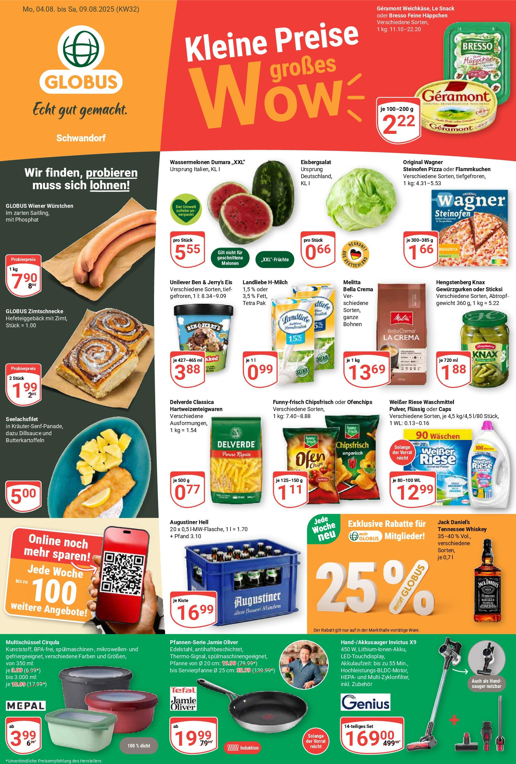 Globus prospekt Schwandorf	 (ab 03.08.2025) » Angebote online | Seite: 1 | Produkte: Wiener wurstchen, Bresso, Waschmittel, Whiskey