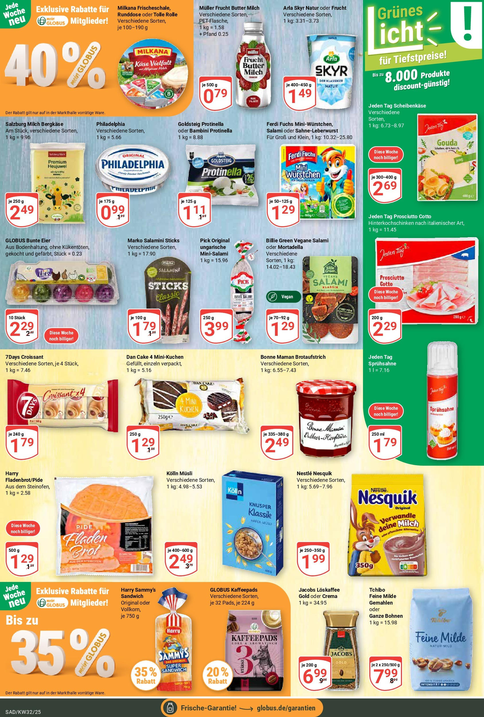 Globus prospekt Schwandorf	 (ab 03.08.2025) » Angebote online | Seite: 11 | Produkte: Kolln musli, Butter, Philadelphia, Kuchen