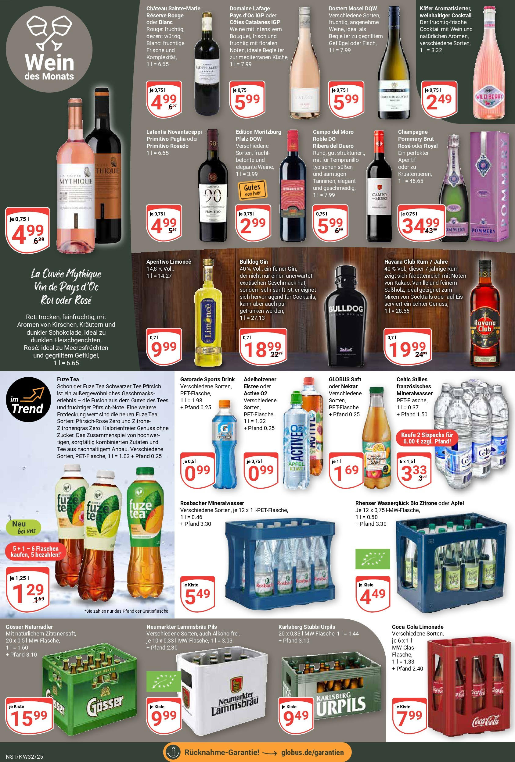 Globus prospekt Neustadt (ab 03.08.2025) » Angebote ab Montag | Seite: 17 | Produkte: Fuze tea, Adelholzener, Pfirsich, Tee Globus prospekt Neustadt (ab 03.08.2025) » Angebote online | Seite: 17 | Produkte: Fuze tea, Adelholzener, Pfirsich, Tee