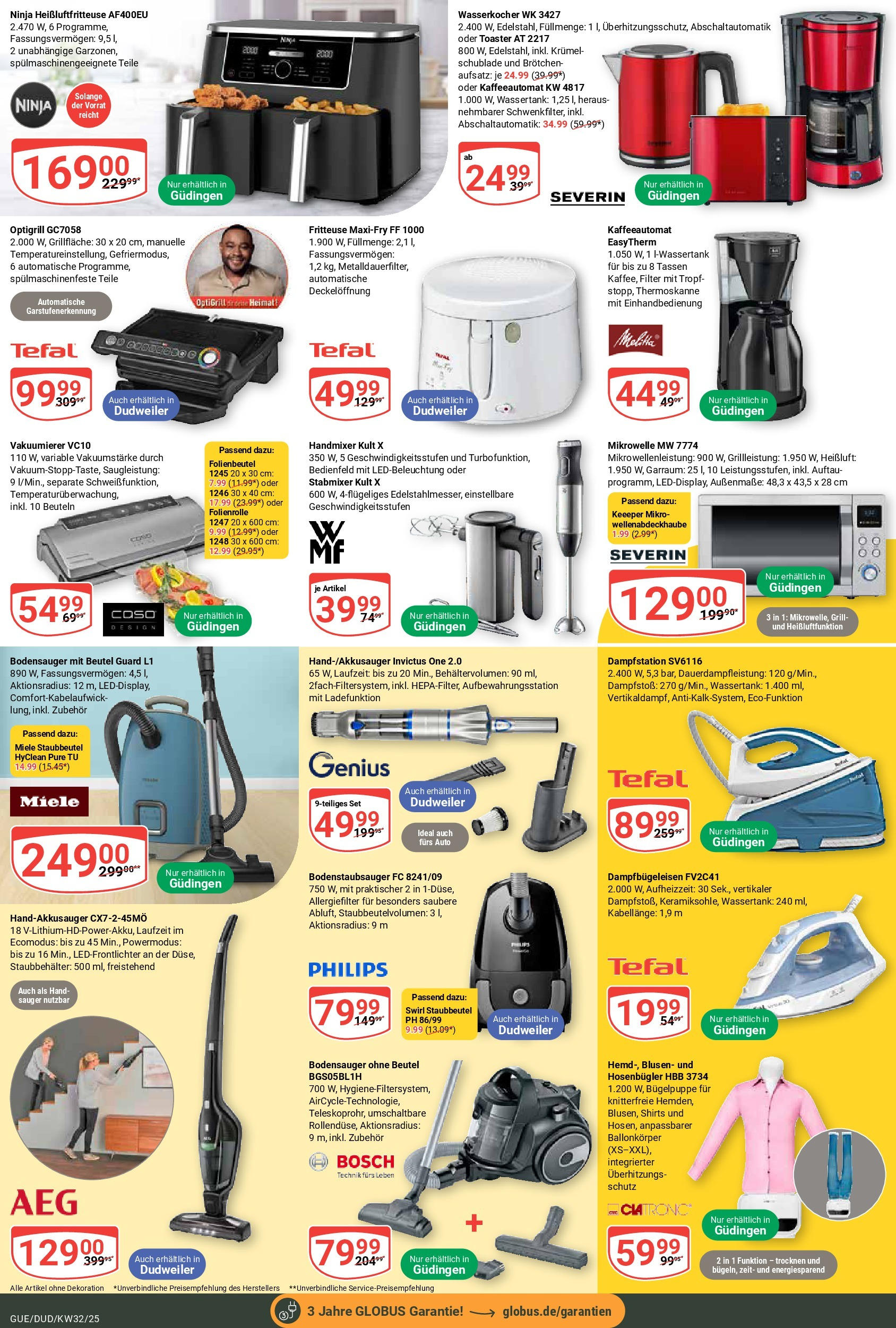 Globus prospekt Saarbrücken-Dudweiler	 (ab 03.08.2025) » Angebote online | Seite: 25 | Produkte: Philips, Wasserkocher, Vakuumierer, Fritteuse