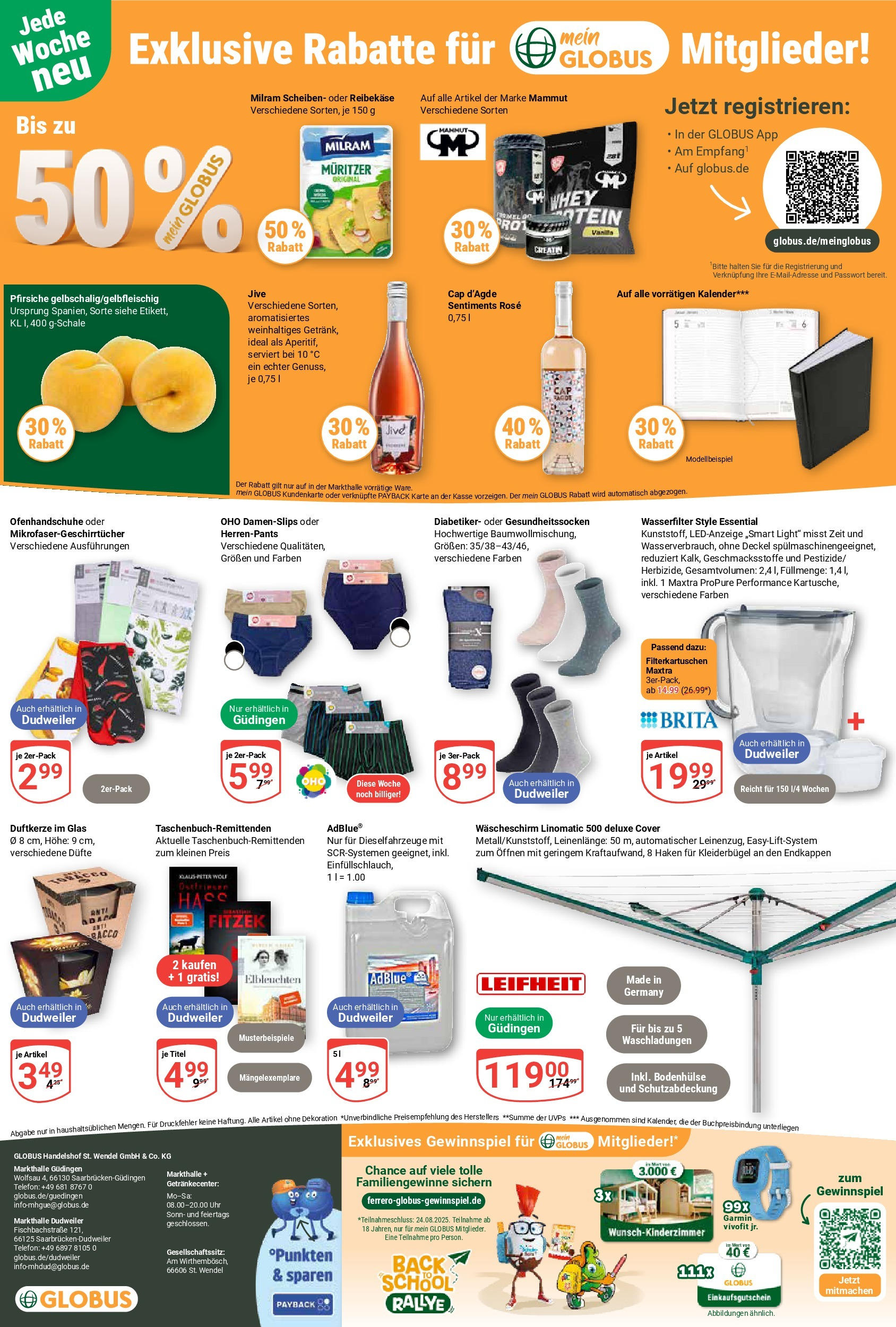 Globus prospekt Saarbrücken-Dudweiler	 (ab 03.08.2025) » Angebote online | Seite: 29 | Produkte: Kleiderbügel, Milram, Reibekase, Uhr