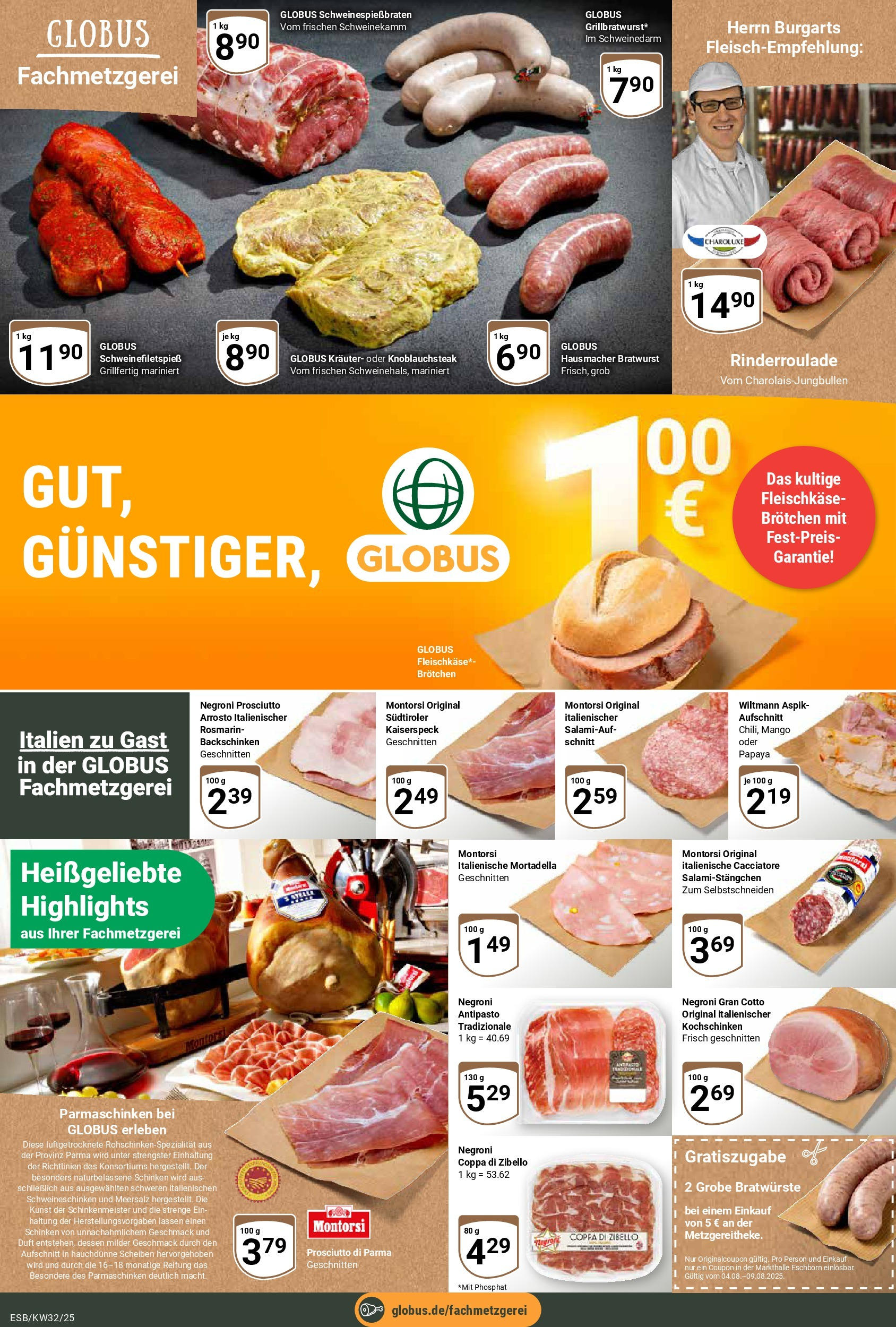 Globus prospekt Eschborn	 (ab 03.08.2025) » Angebote online | Seite: 6 | Produkte: Bratwurst, Duft, Mango, Schinken