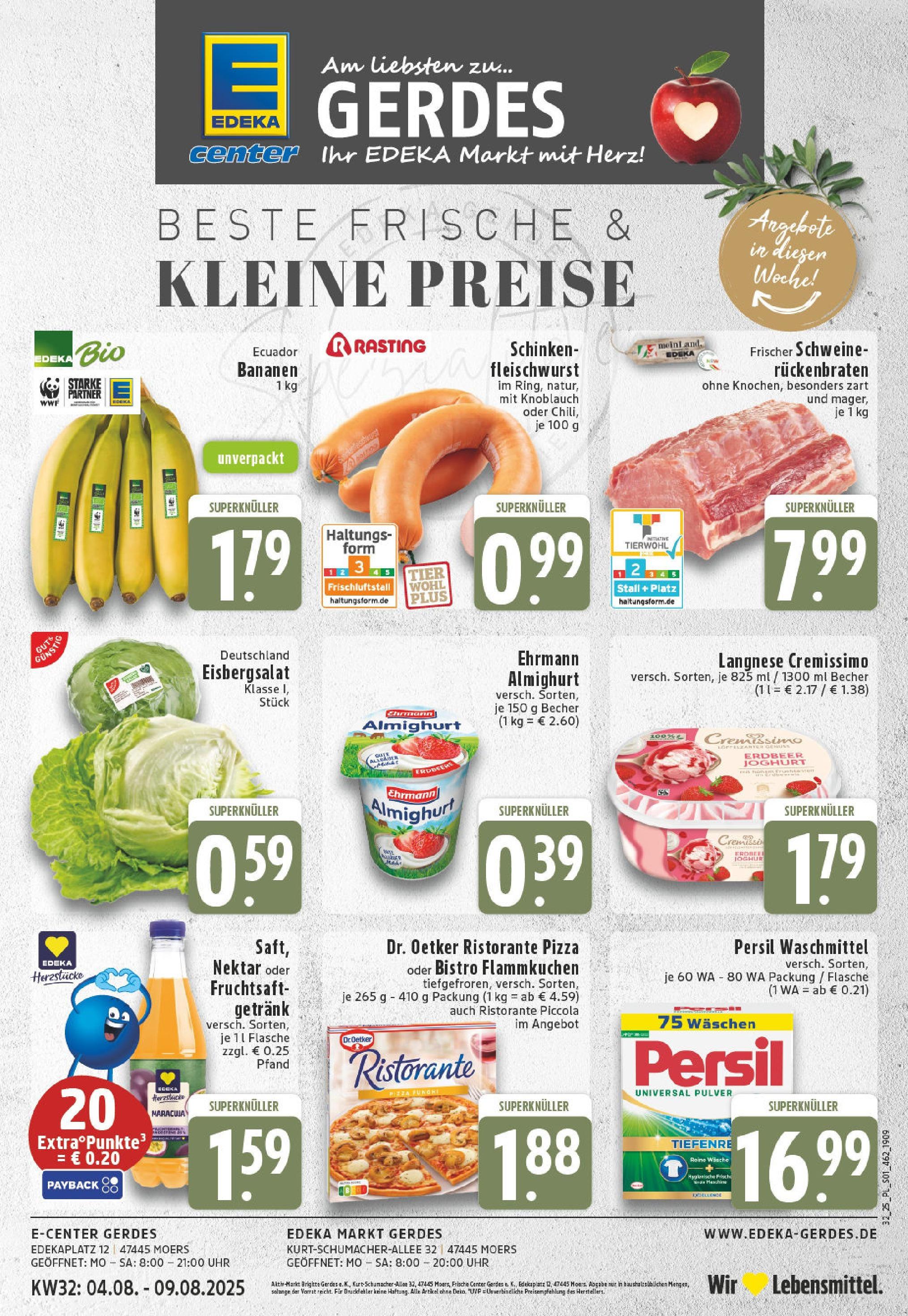 Edeka prospekt Moers-Rheinkamp	 (ab 03.08.2025) » Angebote Online | Seite: 1 | Produkte: Ristorante, Knoblauch, Fruchtsaft, Uhr