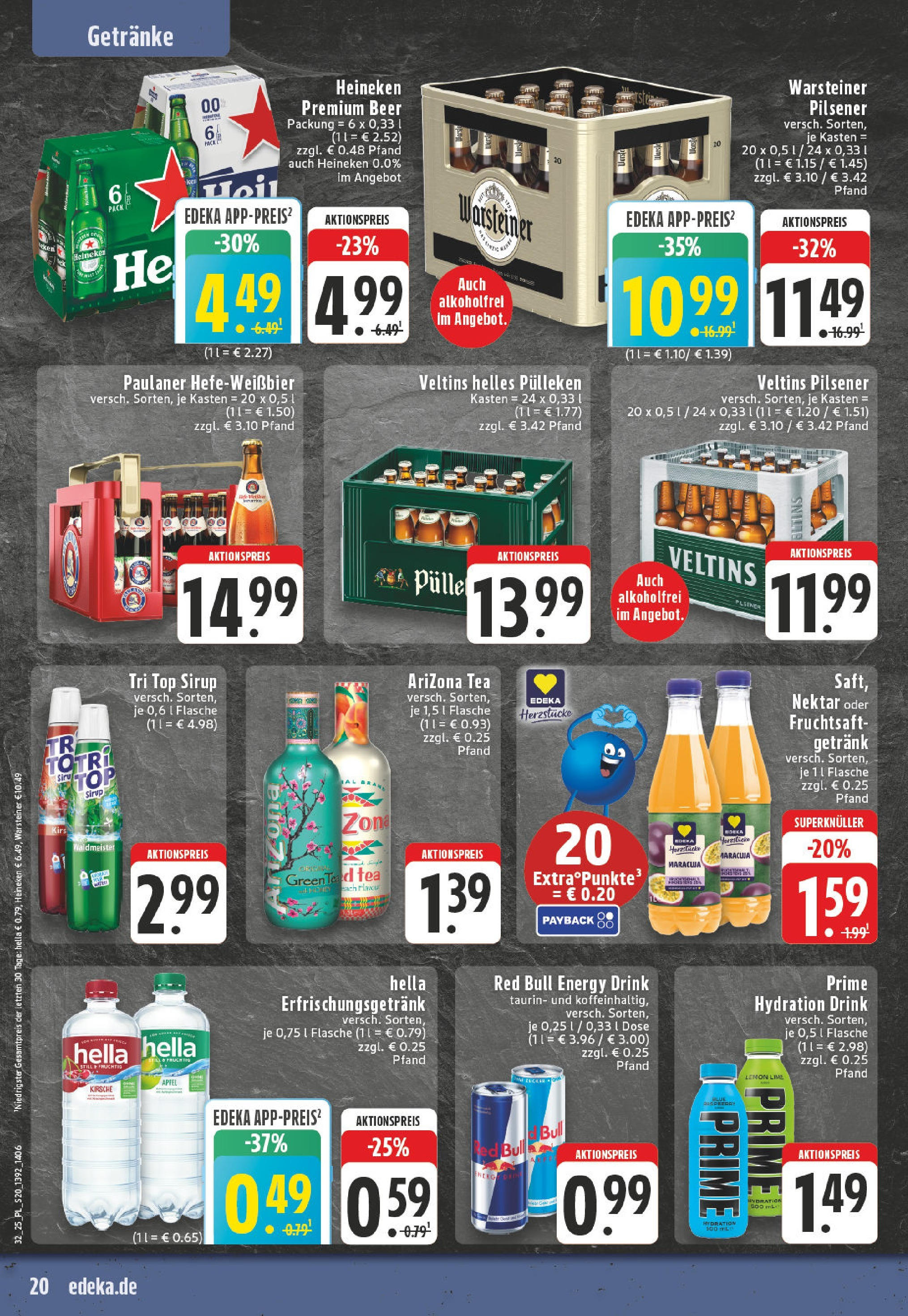 Edeka prospekt Bocholt - Holtwick (ab 03.08.2025) » Angebote Online | Seite: 20 | Produkte: Heineken, Hella, Fruchtsaft, Paulaner Edeka prospekt Bocholt - Holtwick (ab 03.08.2025) » Angebote Online | Seite: 20 | Produkte: Heineken, Hella, Fruchtsaft, Paulaner