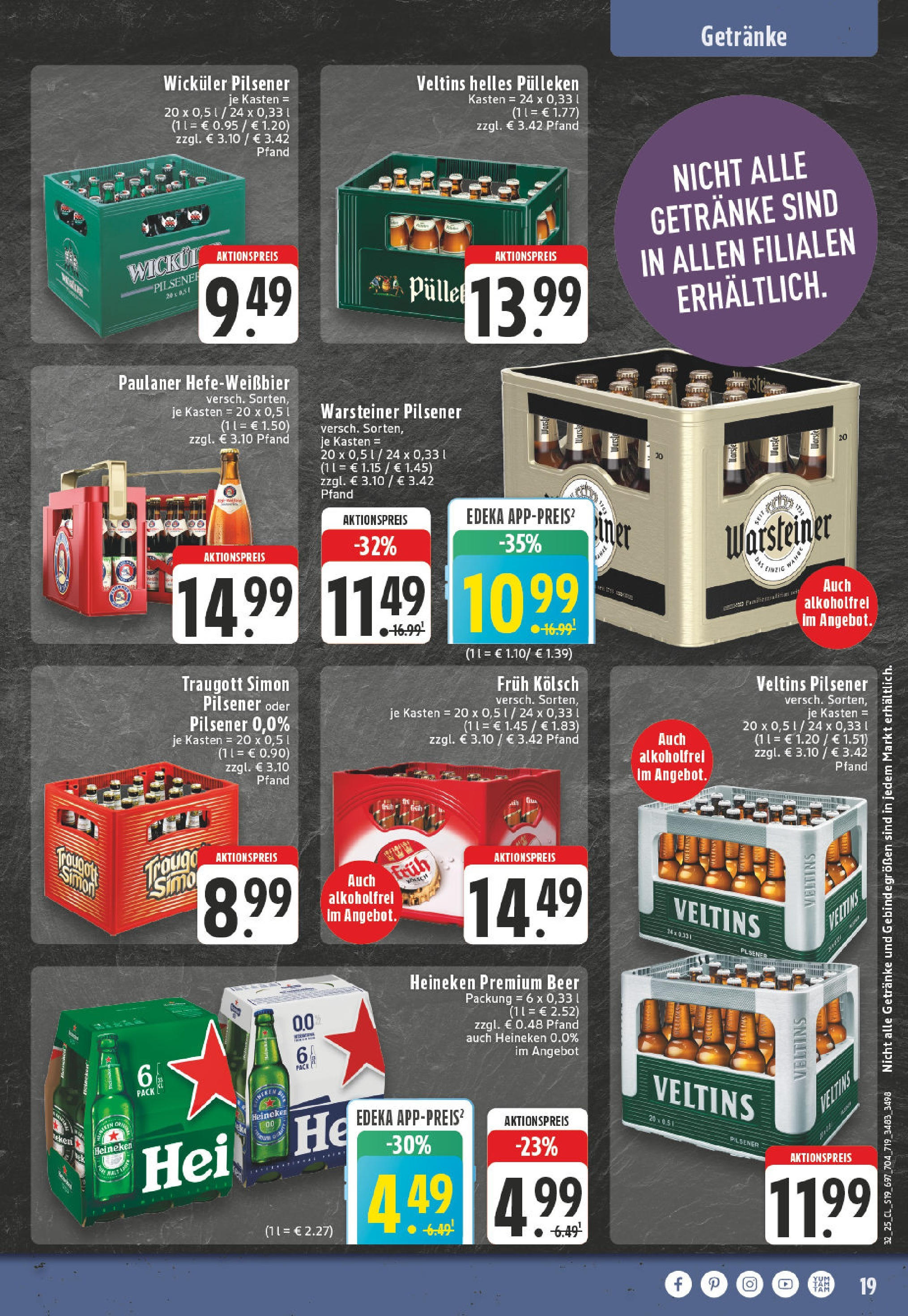 Edeka prospekt Alfter	 (ab 03.08.2025) » Angebote Online | Seite: 19 | Produkte: Helles pulleken, Heineken, Paulaner, Veltins