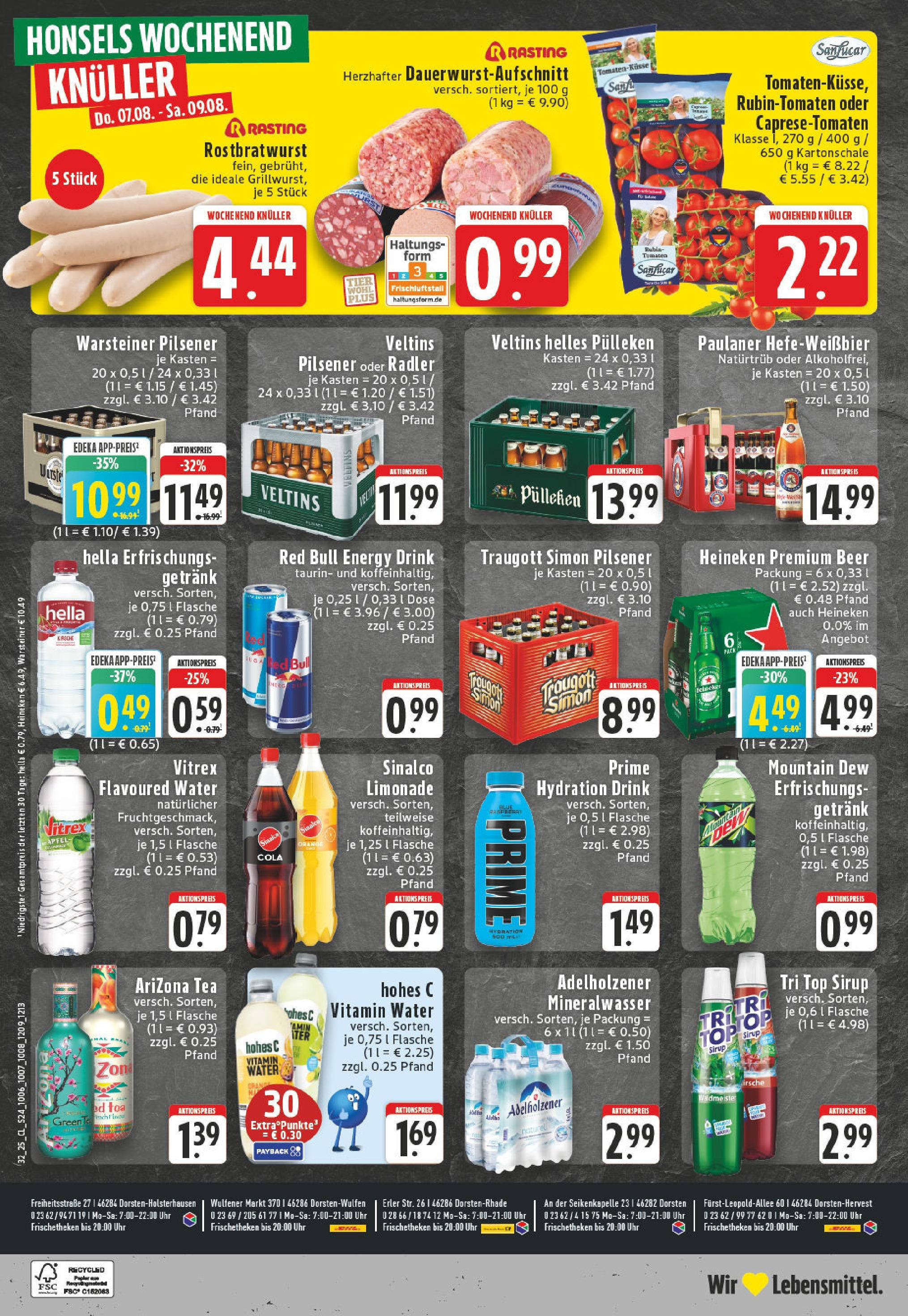 Edeka prospekt Dorsten (ab 03.08.2025) » Angebote Online | Seite: 24 | Produkte: Cola, Mineralwasser, Heineken, Hella Edeka prospekt Dorsten (ab 03.08.2025) » Angebote Online | Seite: 24 | Produkte: Cola, Mineralwasser, Heineken, Hella