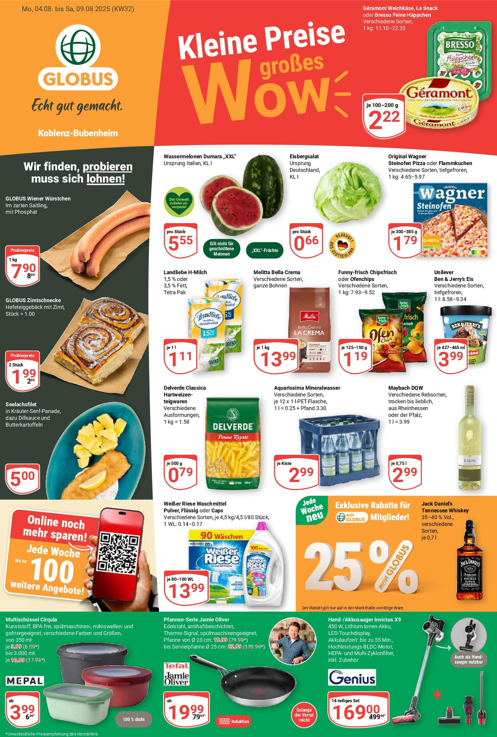 Globus prospekt Koblenz-Bubenheim	 (ab 03.08.2025) » Angebote online | Seite: 1 | Produkte: Geramont, Wiener wurstchen, Whiskey, Eis