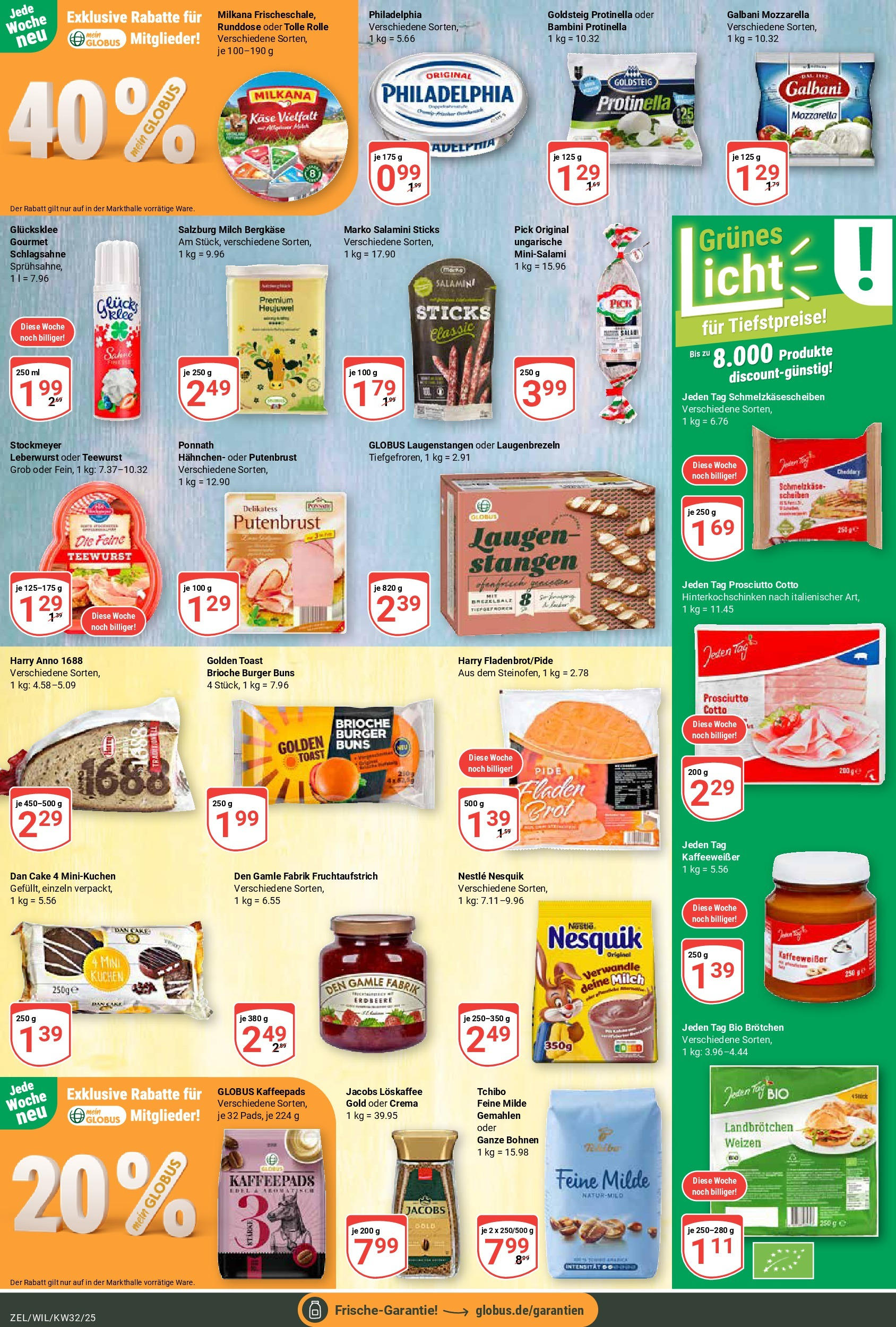 Globus prospekt Wittlich	 (ab 03.08.2025) » Angebote online | Seite: 9 | Produkte: Kaffeepads, Käse, Philadelphia, Burger