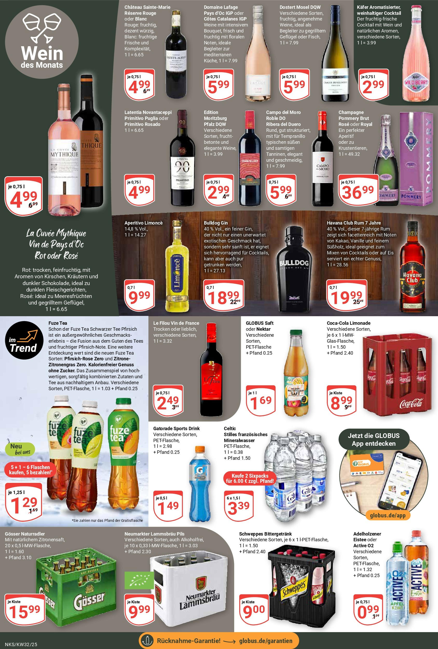 Globus prospekt Neunkirchen	 (ab 03.08.2025) » Angebote online | Seite: 17 | Produkte: Le filou, Adelholzener, Schweppes, Gin