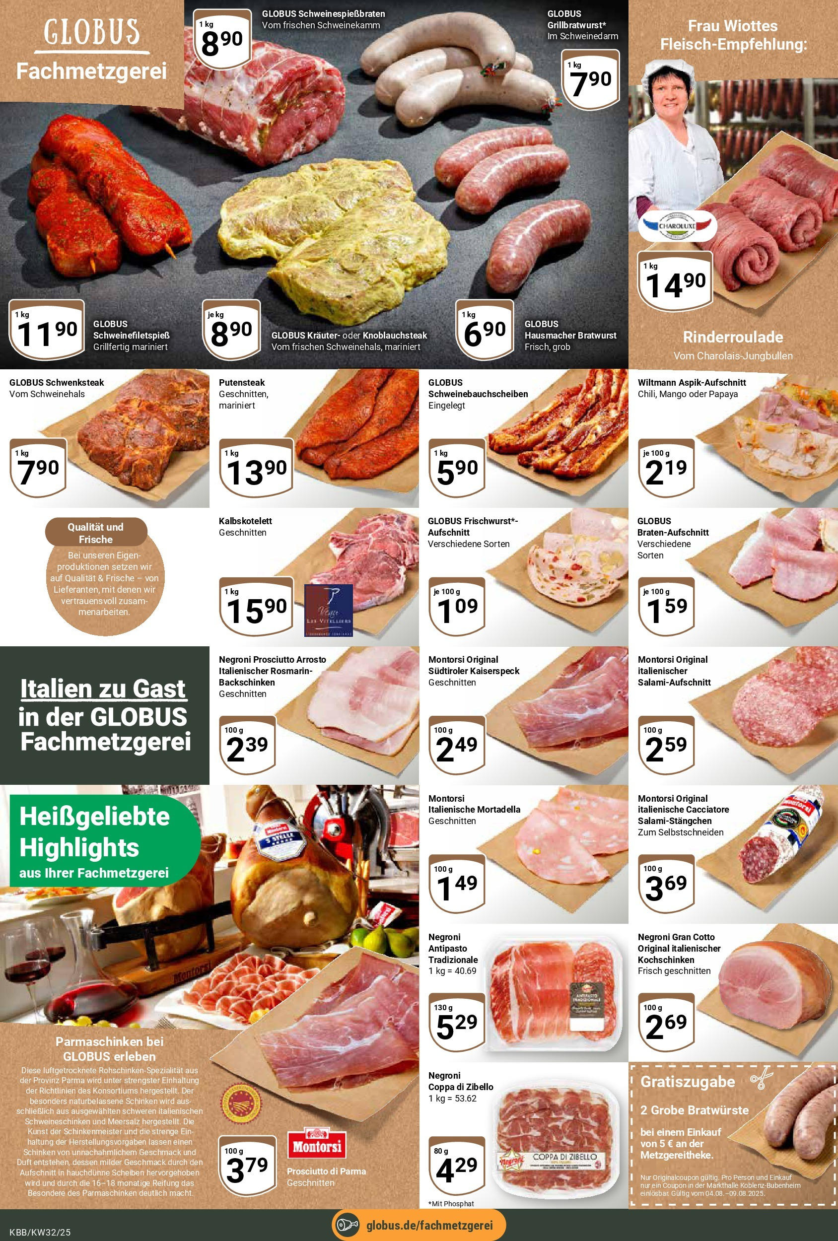 Globus prospekt Koblenz-Bubenheim	 (ab 03.08.2025) » Angebote online | Seite: 8 | Produkte: Bratwurst, Duft, Mango, Schinken