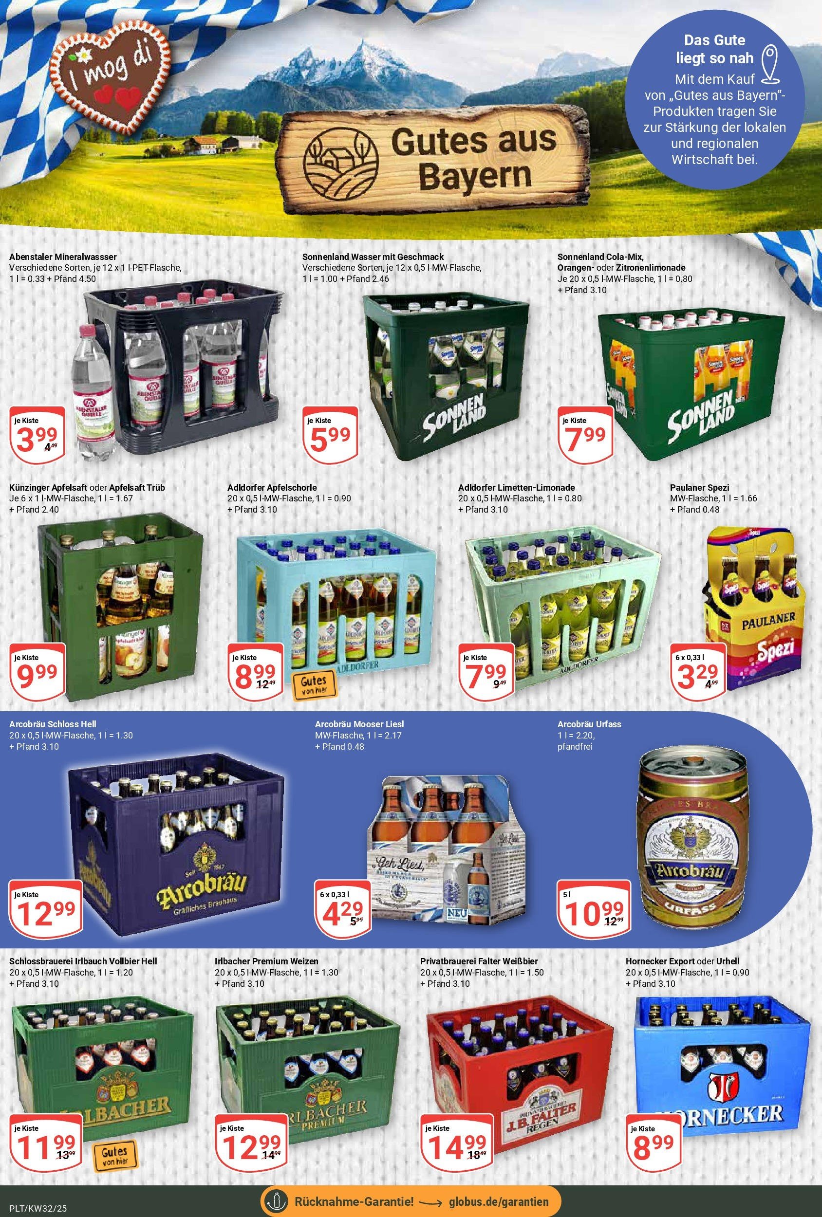 Globus prospekt Plattling (ab 03.08.2025) » Angebote ab Montag | Seite: 19 | Produkte: Weißbier, Orangen, Apfelsaft, Wasser Globus prospekt Plattling (ab 03.08.2025) » Angebote online | Seite: 19 | Produkte: Weißbier, Orangen, Apfelsaft, Wasser