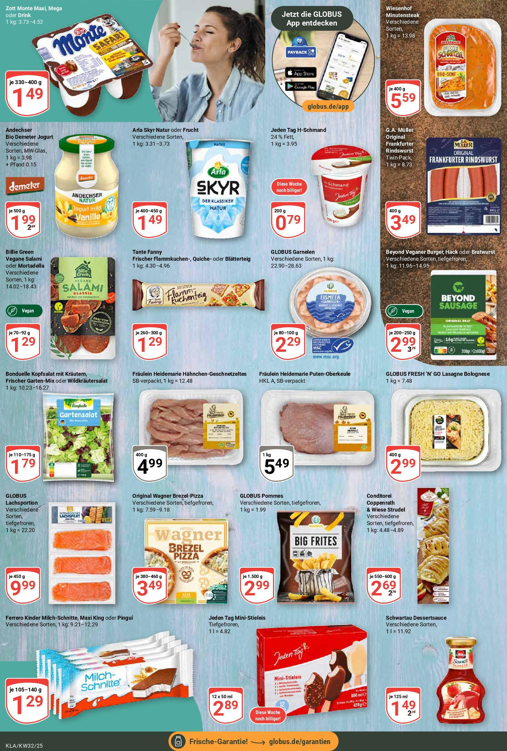 Globus prospekt Kaiserslautern	 (ab 03.08.2025) » Angebote online | Seite: 8 | Produkte: Pommes, Bratwurst, Schnitzel, Arla skyr