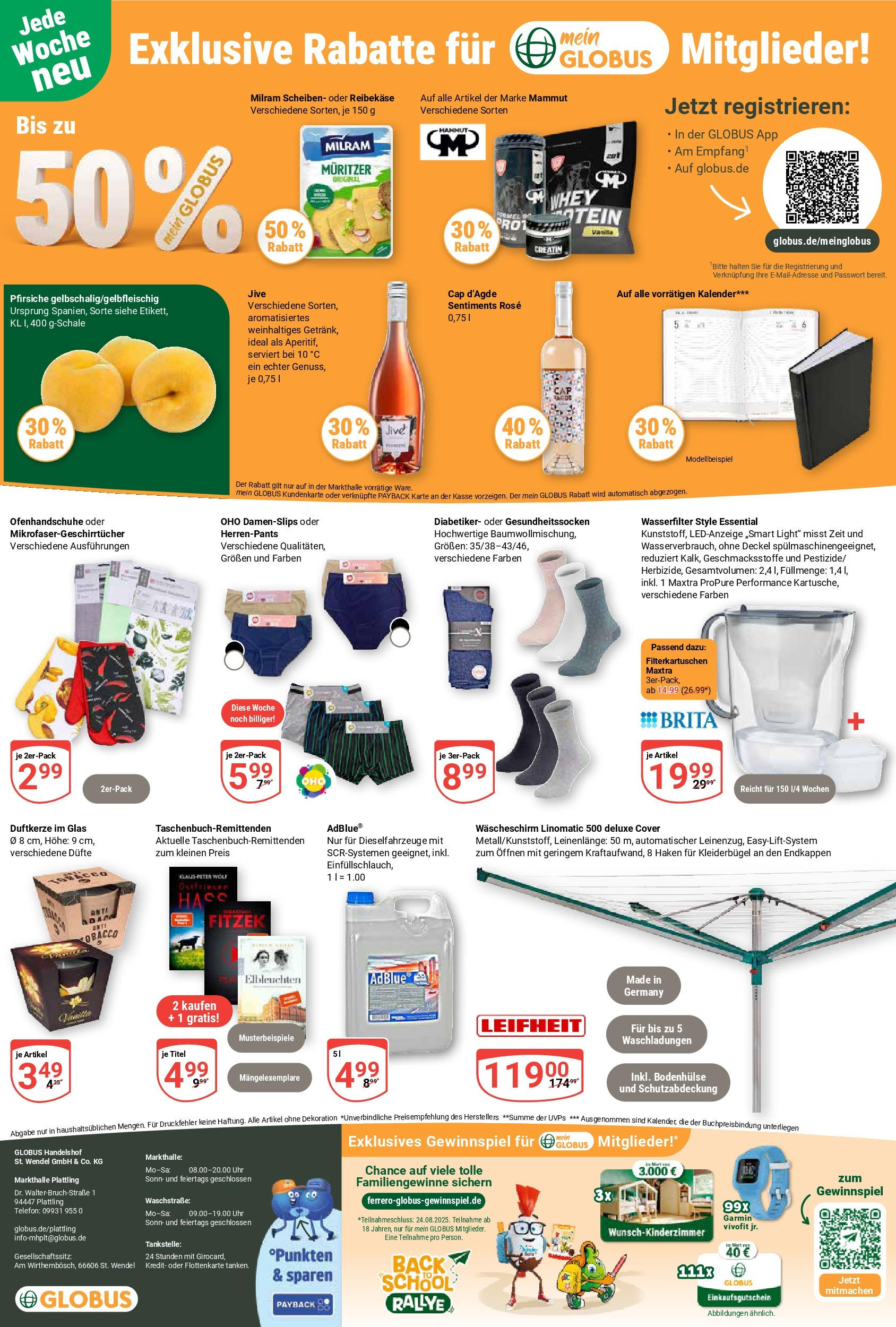 Globus prospekt Plattling (ab 03.08.2025) » Angebote ab Montag | Seite: 25 | Produkte: Kleiderbügel, Milram, Telefon, Uhr Globus prospekt Plattling (ab 03.08.2025) » Angebote online | Seite: 25 | Produkte: Kleiderbügel, Milram, Telefon, Uhr