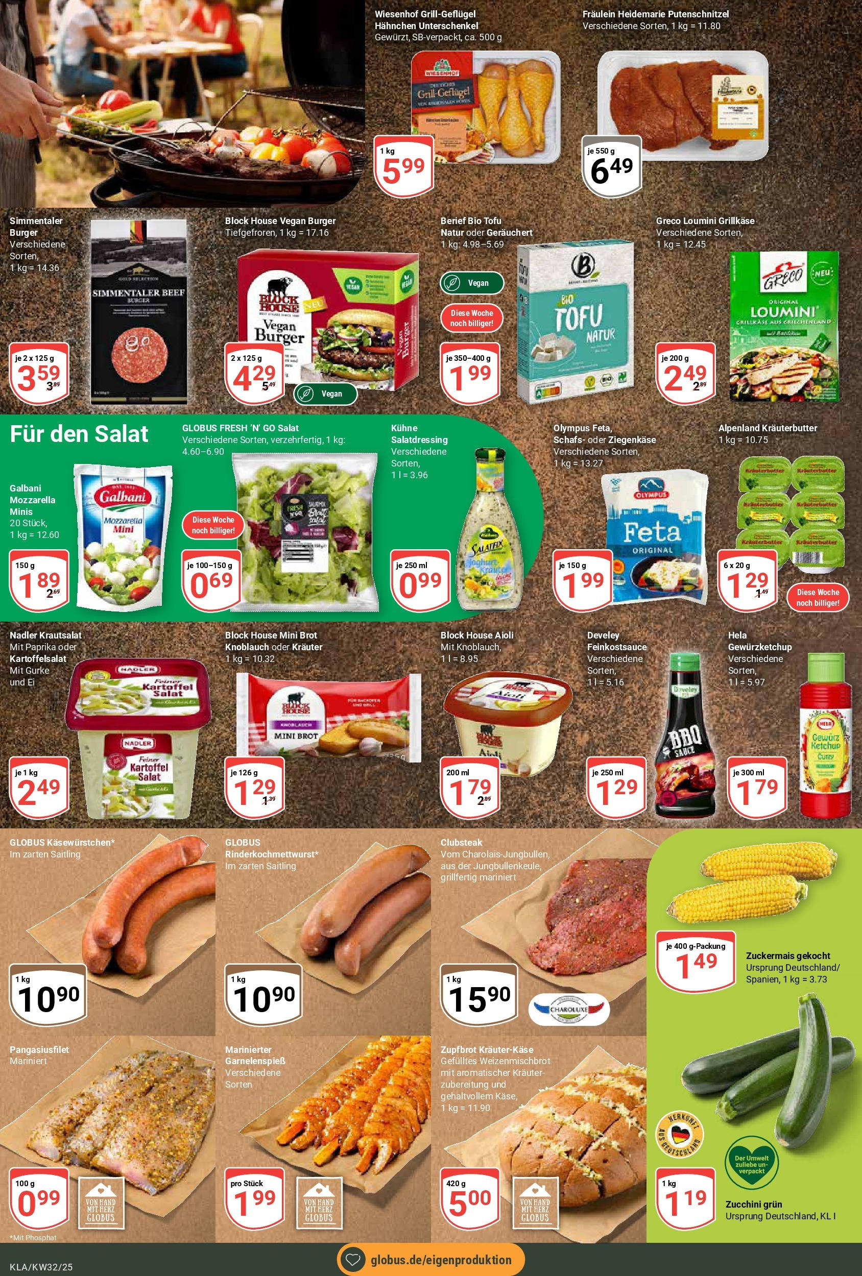Globus prospekt Kaiserslautern	 (ab 03.08.2025) » Angebote online | Seite: 14 | Produkte: Kräuterbutter, Brot, Zucchini, Salat