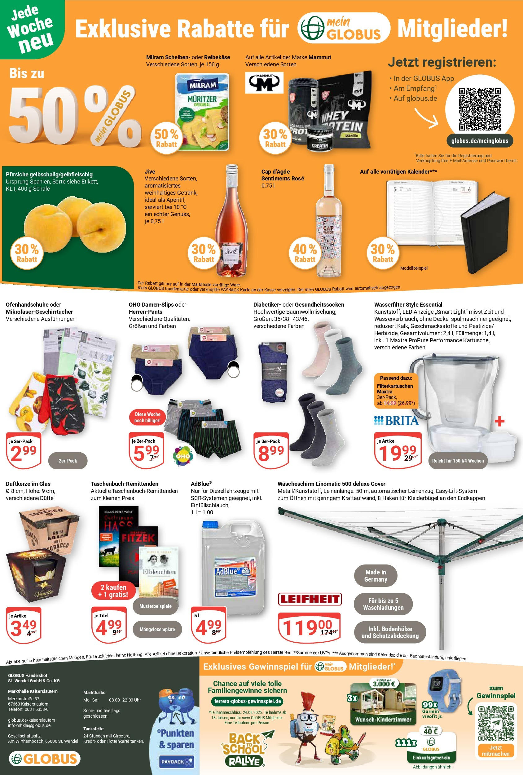 Globus prospekt Kaiserslautern	 (ab 03.08.2025) » Angebote online | Seite: 25 | Produkte: Kleiderbügel, Milram, Reibekase, Uhr