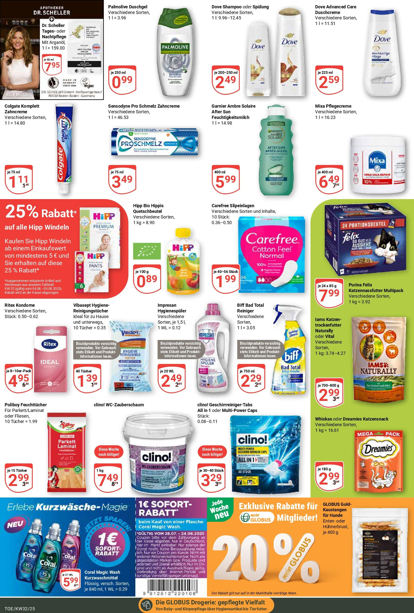 Globus prospekt Tönisvorst (ab 03.08.2025) » Angebote ab Montag | Seite: 23 | Produkte: Shampoo, Reinigungstücher, After Sun, Whiskas Globus prospekt Tönisvorst (ab 03.08.2025) » Angebote online | Seite: 23 | Produkte: Shampoo, Reinigungstücher, After Sun, Whiskas