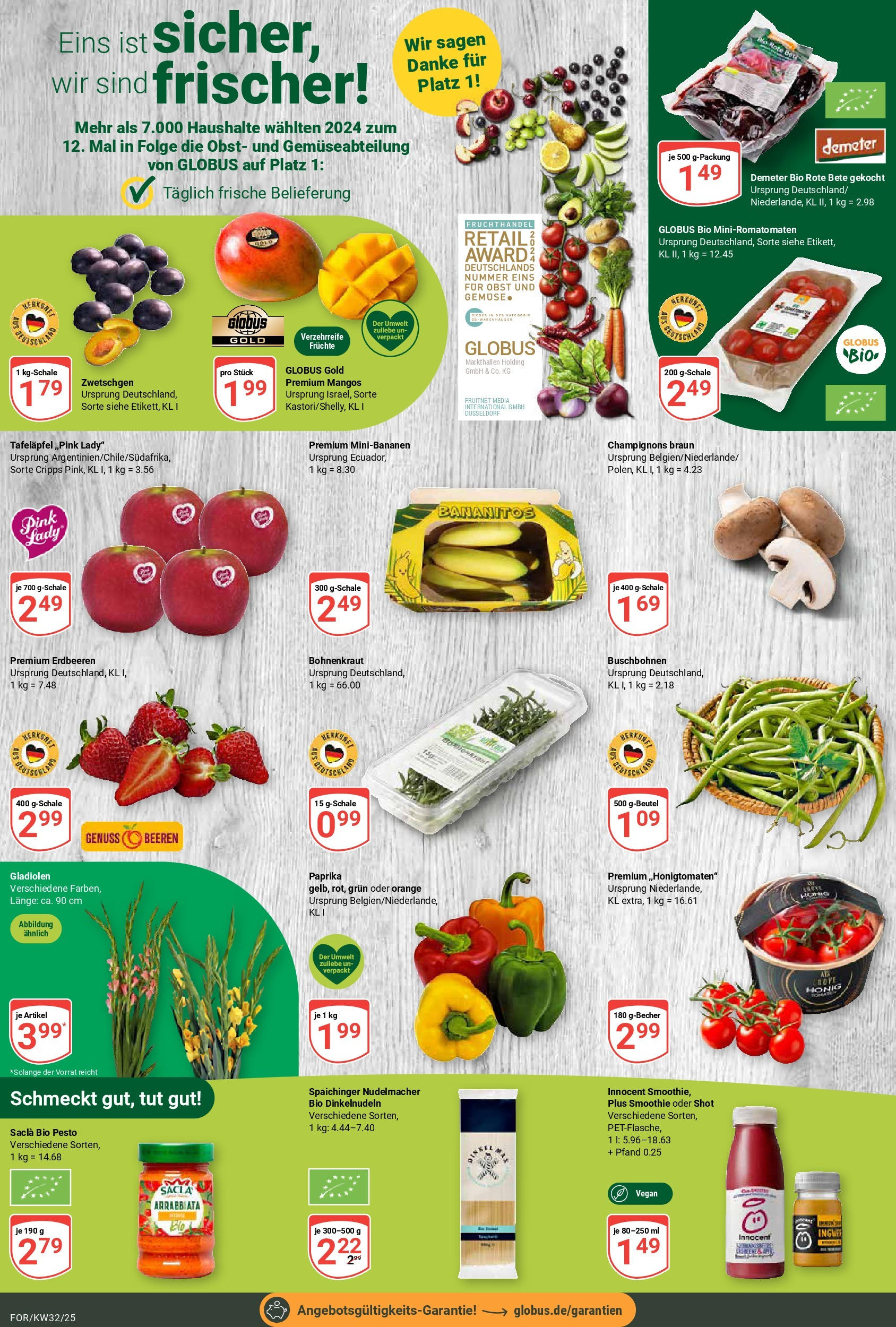 Globus prospekt Forchheim	 (ab 03.08.2025) » Angebote online | Seite: 4 | Produkte: Champignons, Gemüse, Paprika, Erdbeeren