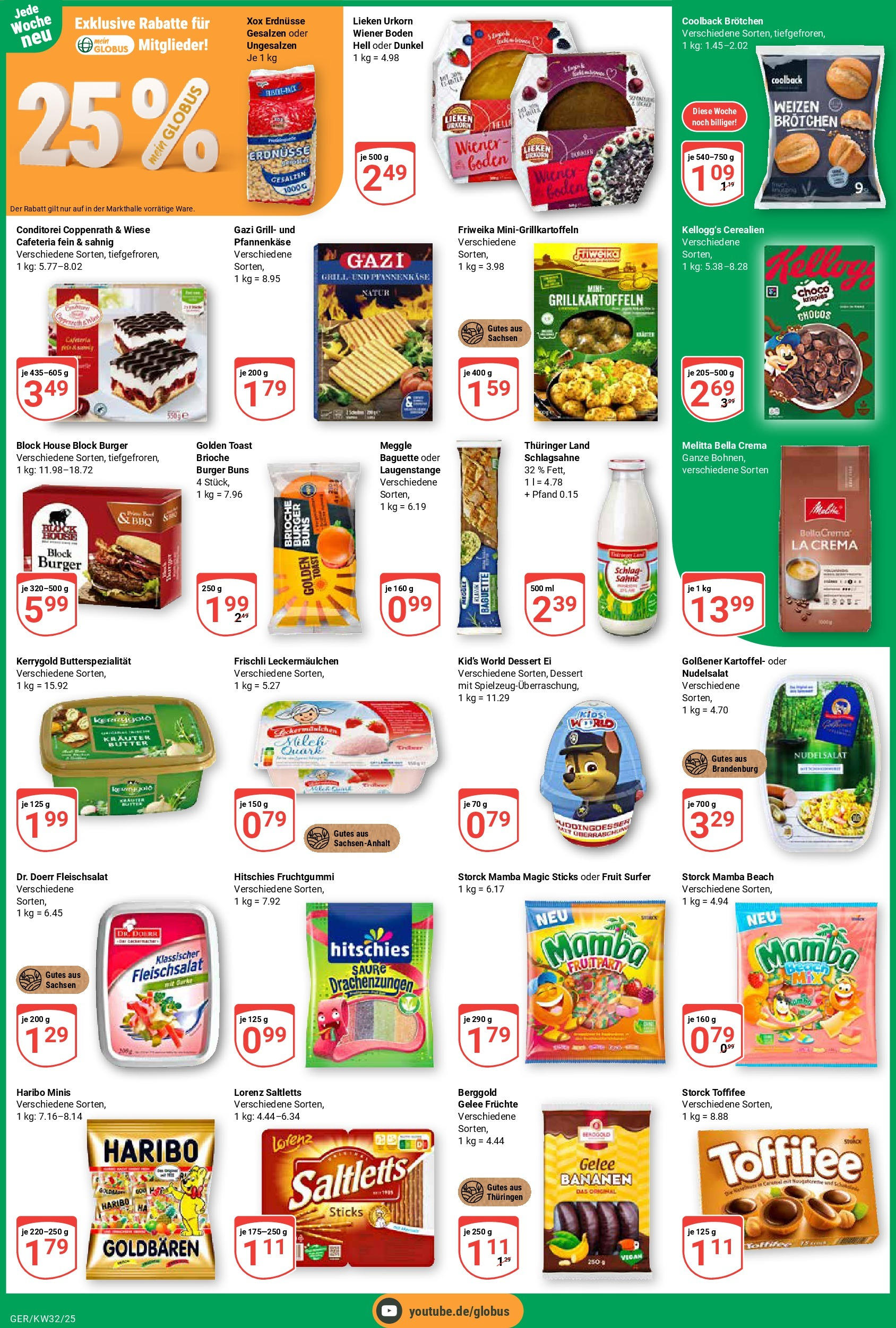 Globus prospekt Gera	 (ab 03.08.2025) » Angebote online | Seite: 5 | Produkte: Erdnüsse, Toast, Bananen, Kellogg's