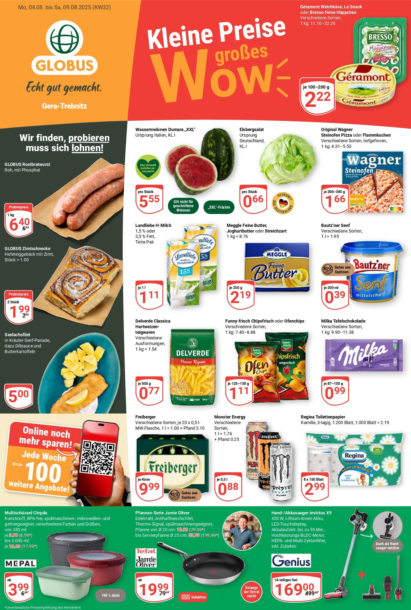 Globus prospekt Gera	 (ab 03.08.2025) » Angebote online | Seite: 7 | Produkte: Energy, Eisbergsalat, Milka, Pizza