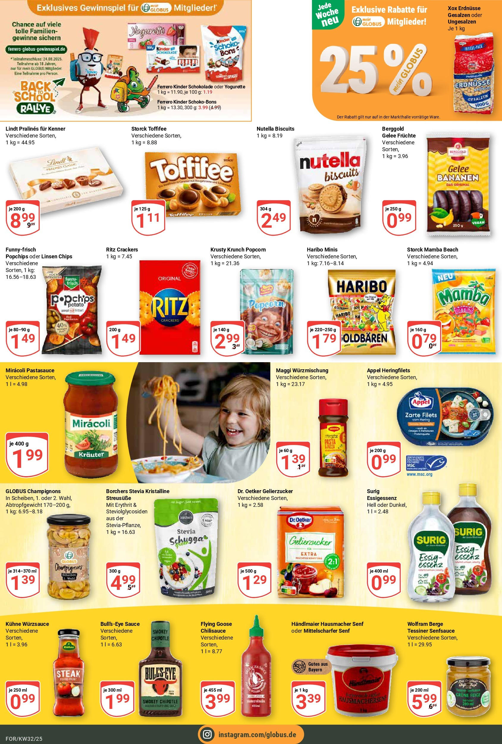 Globus prospekt Forchheim	 (ab 03.08.2025) » Angebote online | Seite: 13 | Produkte: Gelierzucker, Essig, Nutella, Champignons