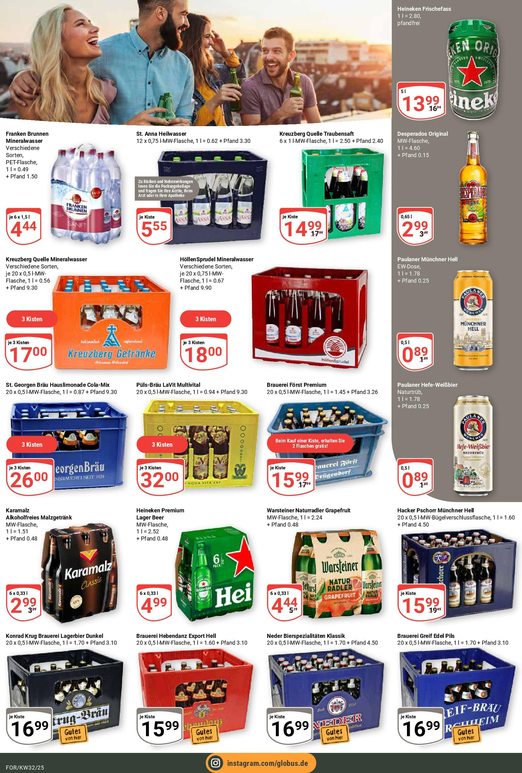 Globus prospekt Forchheim	 (ab 03.08.2025) » Angebote online | Seite: 17 | Produkte: Pils, Mineralwasser, Radler, Warsteiner