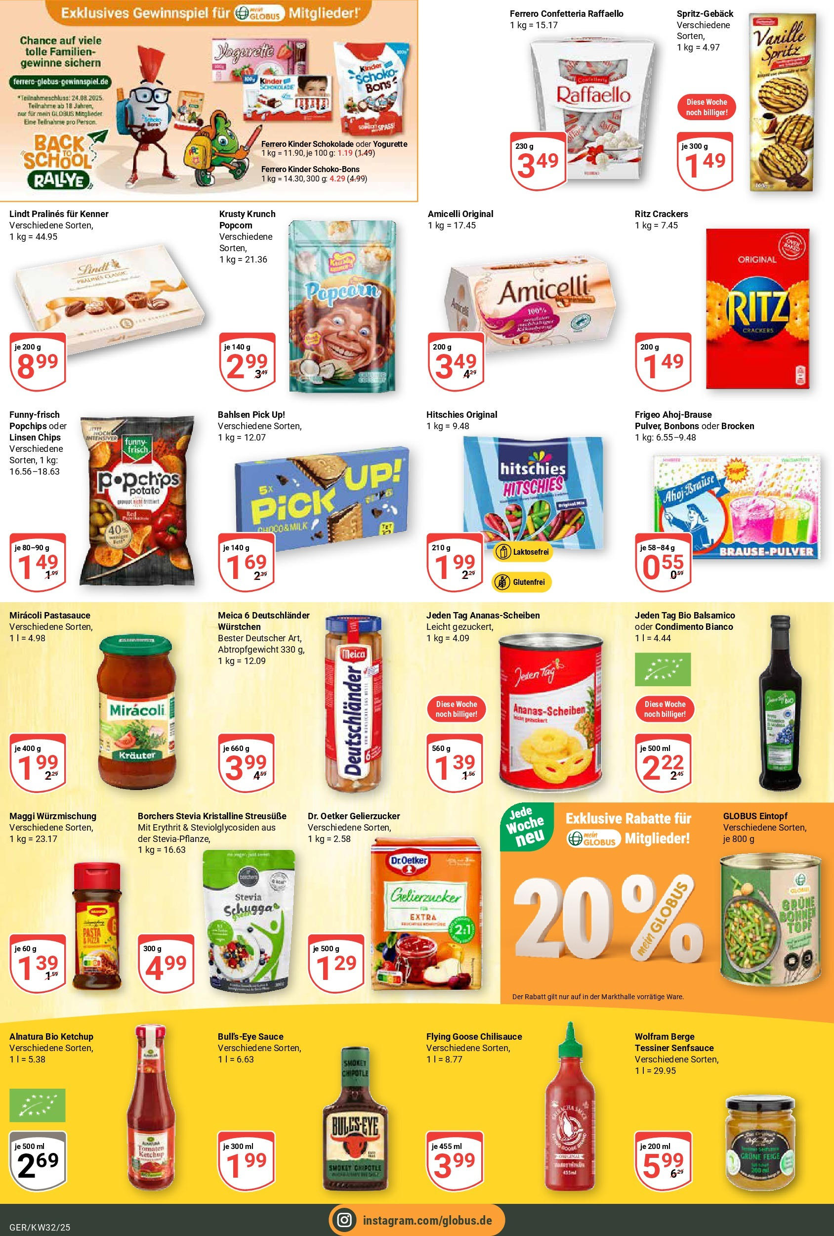 Globus prospekt Gera	 (ab 03.08.2025) » Angebote online | Seite: 16 | Produkte: Raffaello, Kinder schokolade, Maggi, Balsamico