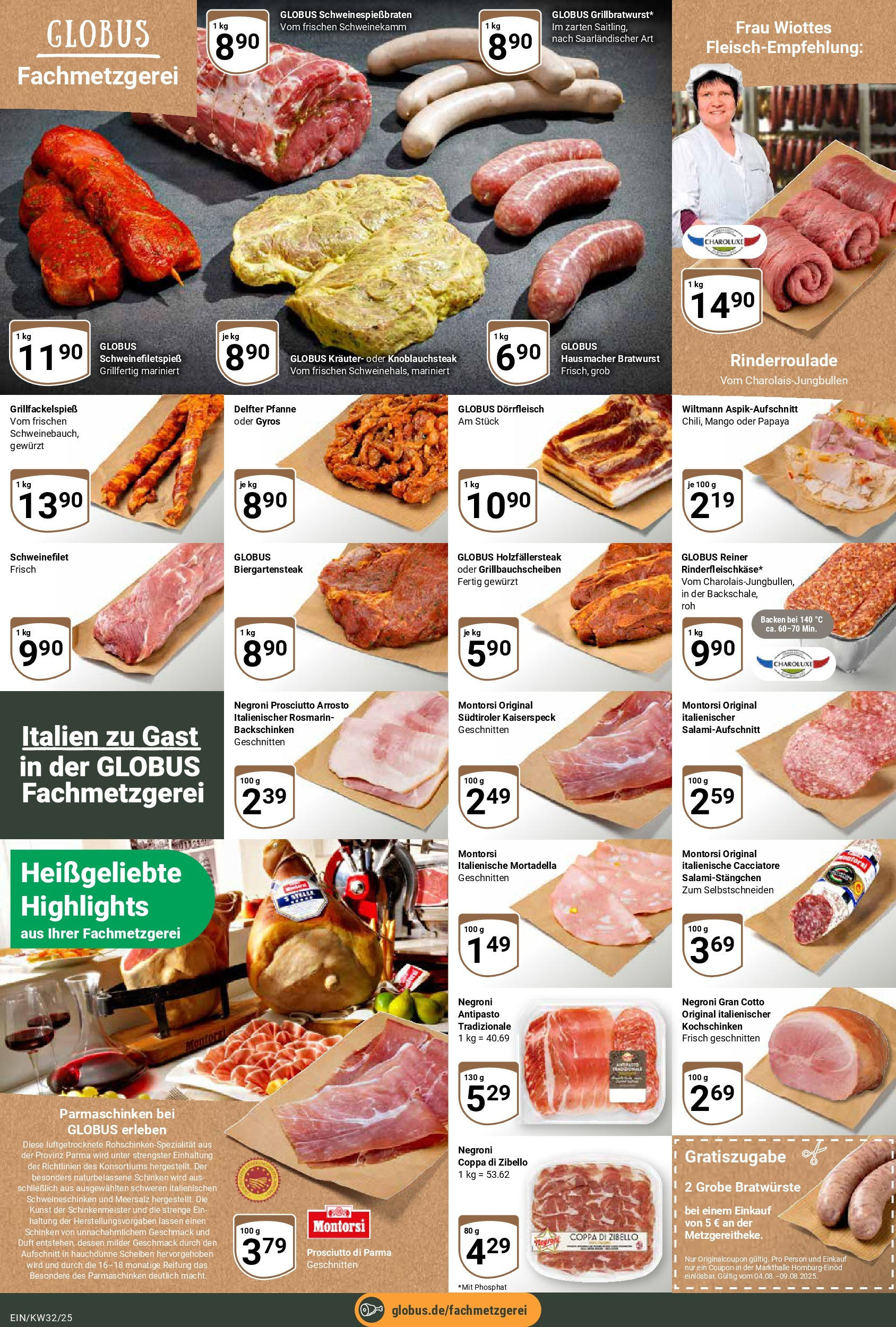 Globus prospekt Homburg-Einöd	 (ab 03.08.2025) » Angebote online | Seite: 8 | Produkte: Bratwurst, Gyros, Mango, Schinken