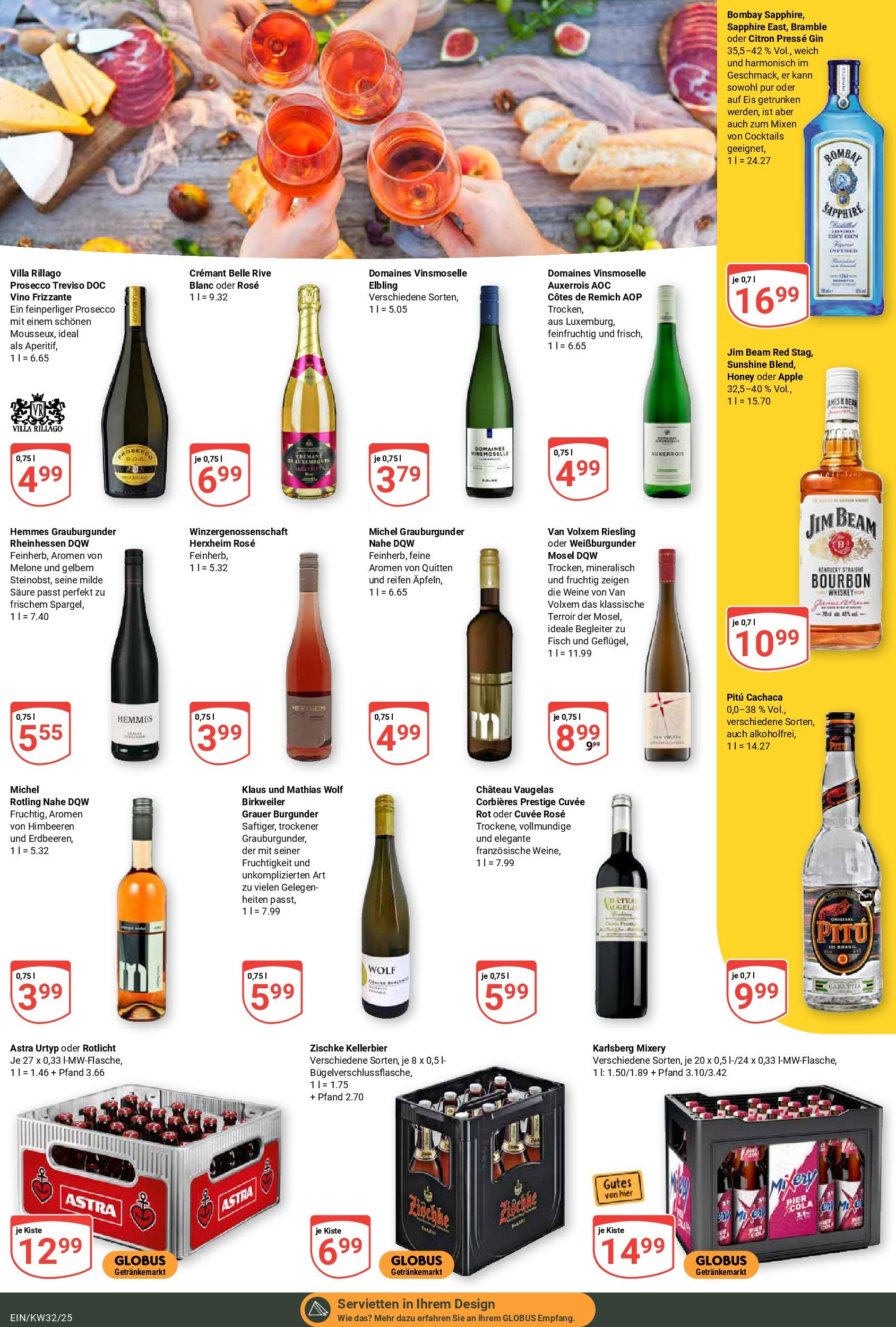 Globus prospekt Homburg-Einöd	 (ab 03.08.2025) » Angebote online | Seite: 22 | Produkte: Prosecco, Melone, Gin, Eis