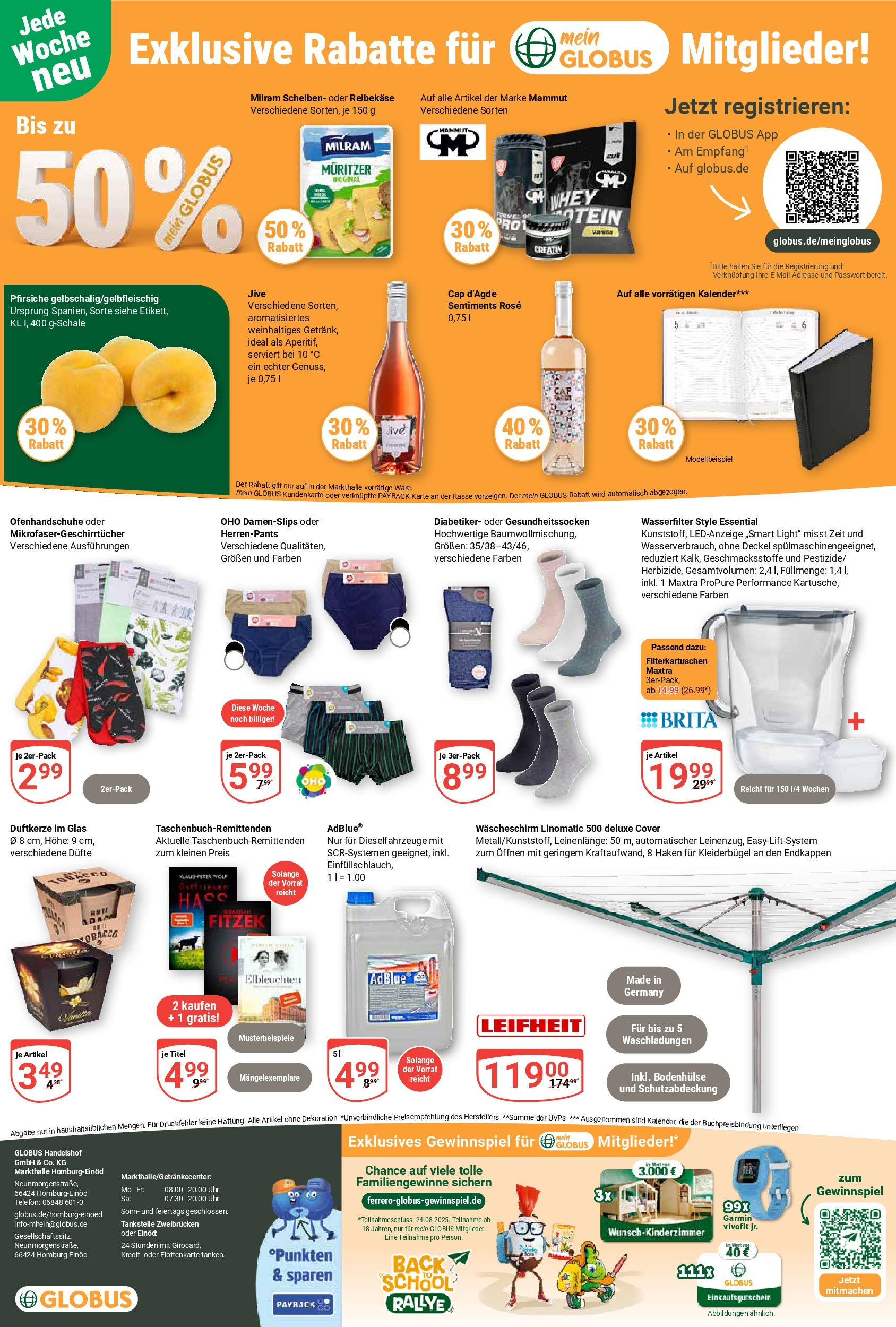 Globus prospekt Homburg-Einöd	 (ab 03.08.2025) » Angebote online | Seite: 29 | Produkte: Milram, Reibekase, Telefon, Uhr