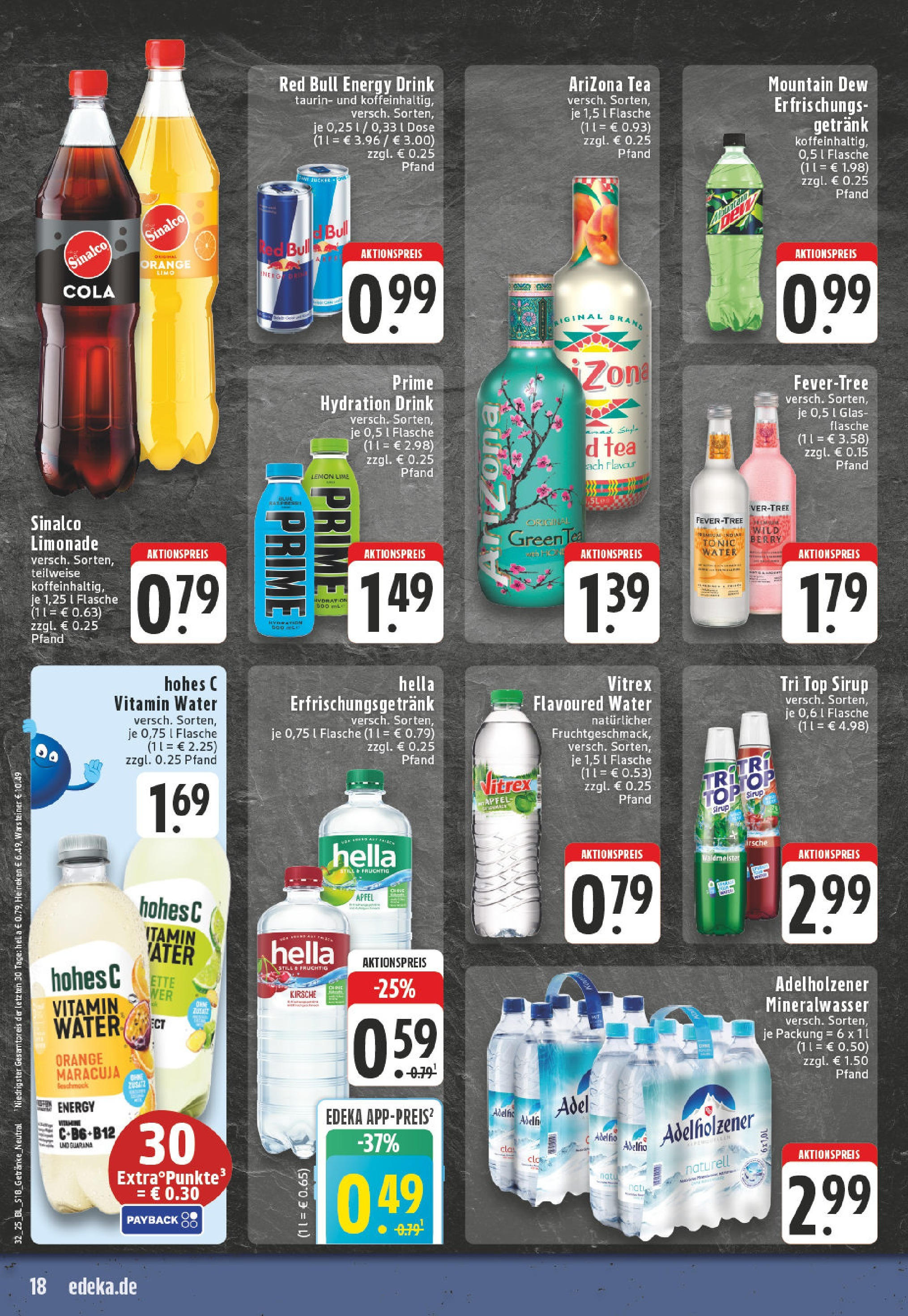 Edeka prospekt Winterberg-Zueschen	 (ab 03.08.2025) » Angebote Online | Seite: 18 | Produkte: Sinalco, Red bull, Limonade, Hella