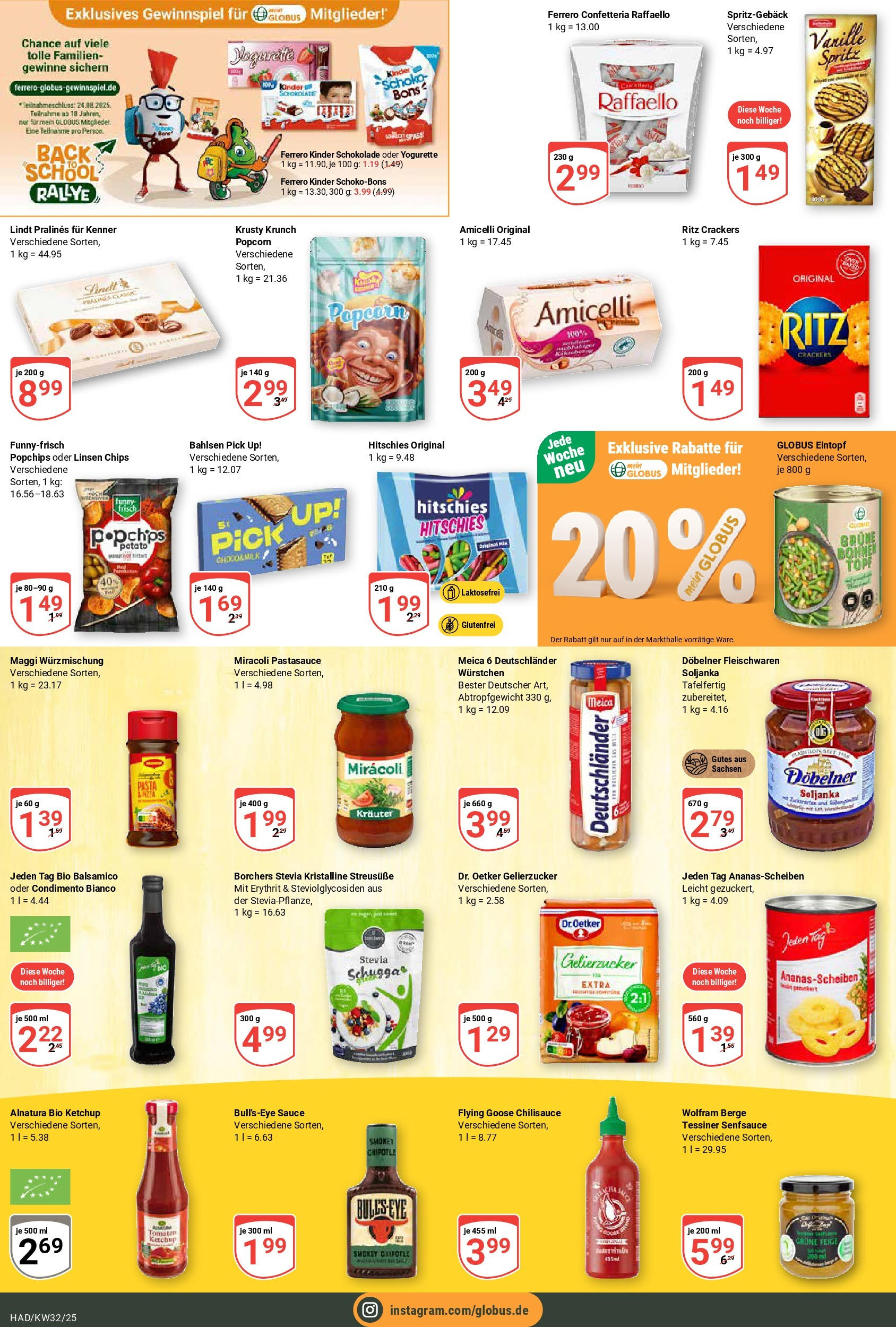 Globus prospekt Halle (saale)	 (ab 03.08.2025) » Angebote online | Seite: 16 | Produkte: Gelierzucker, Pasta, Lindt, Chips